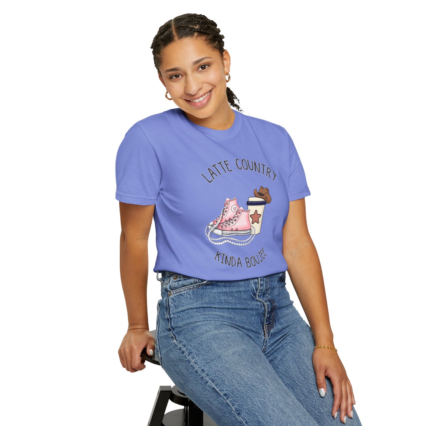 Kinda Country Latte Boujee, Unisex Garment-Dyed T-shirt