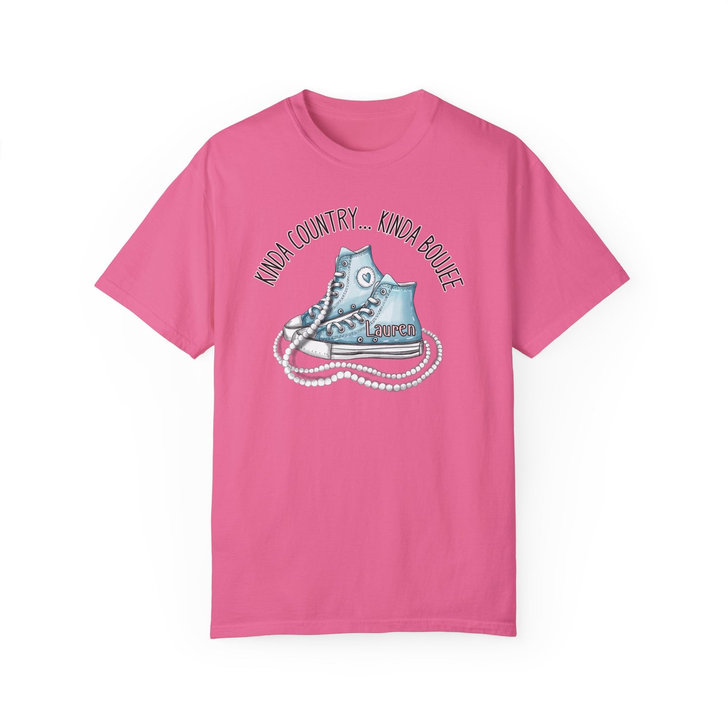 Personalized Kinda Country Kinda Boujee, Unisex Garment-Dyed T-shirt