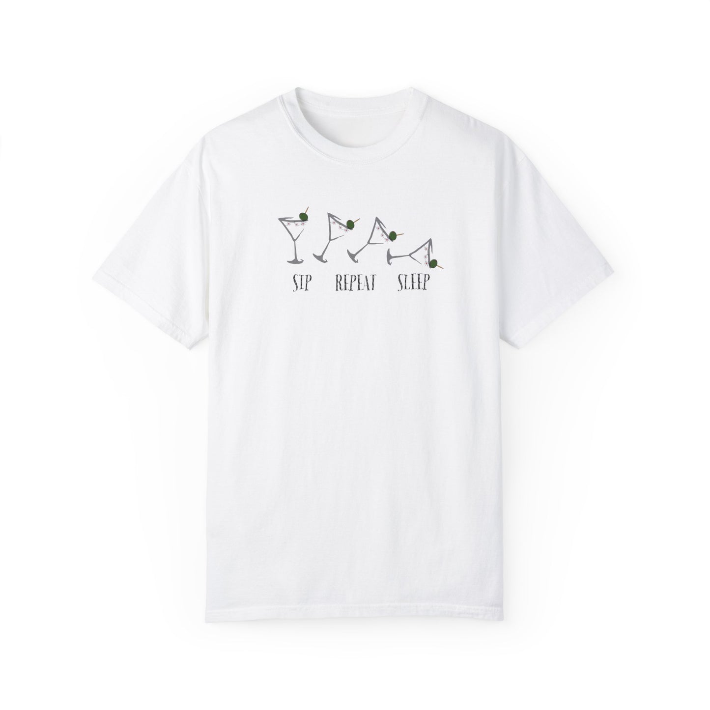 Sip, Repeat, Sleep, Unisex Garment-Dyed T-shirt