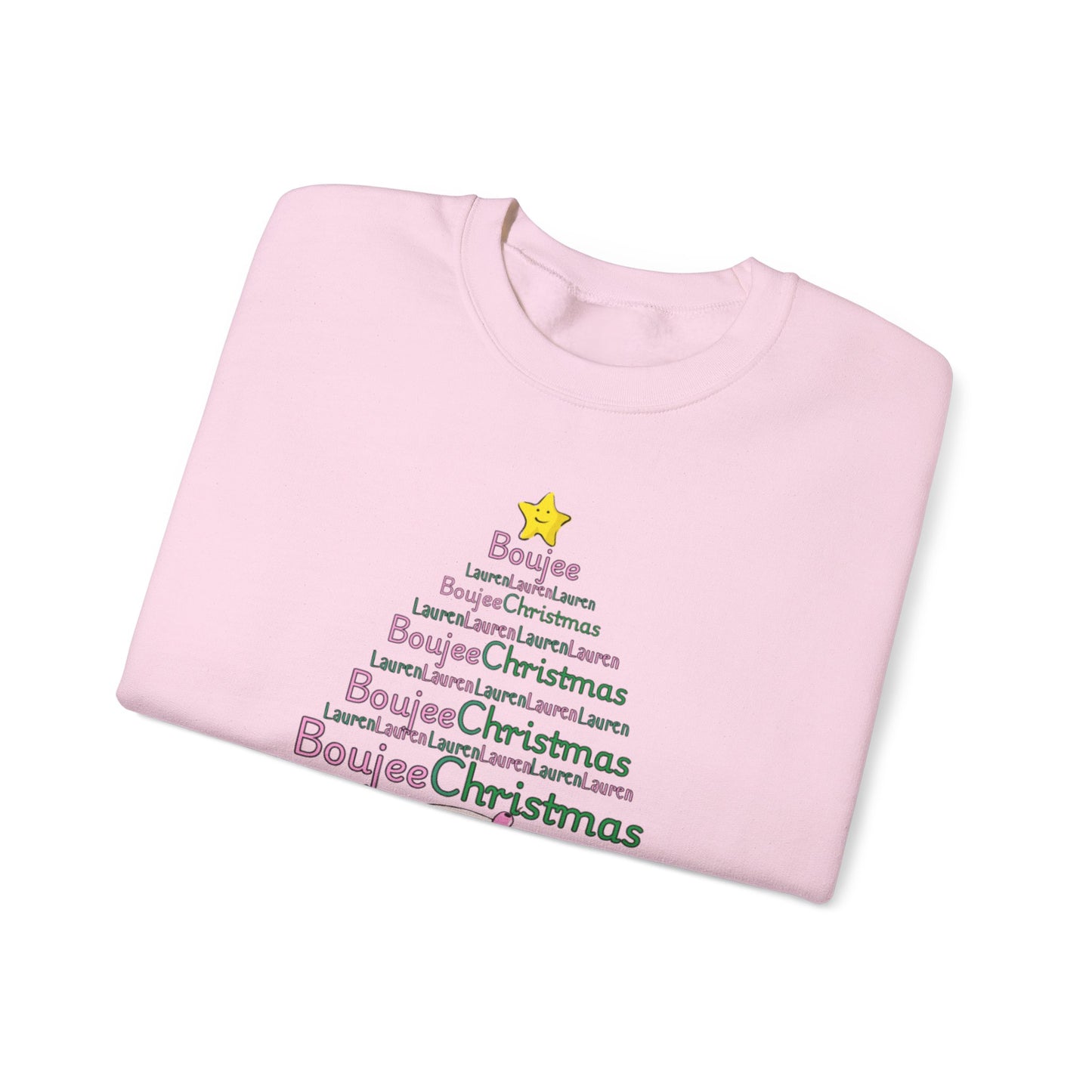 Personalized Merry Boujee martini tree Christmas, Pearls and Boujee Gift, Boujee bestie gift, Pink Boujee Sweatshirt,Unisex Heavy Blend™ Crewneck Sweatshirt