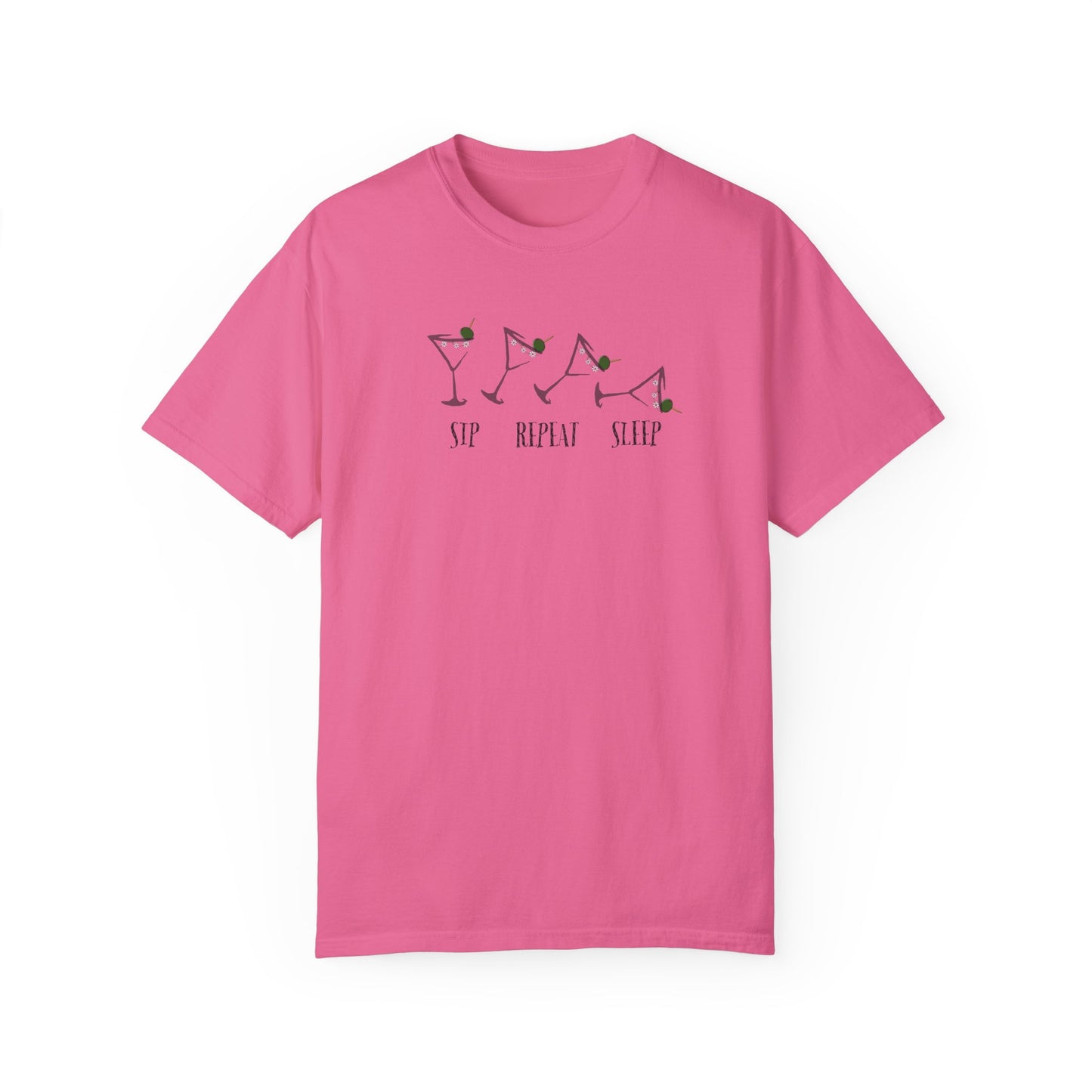 Sip, Repeat, Sleep, Unisex Garment-Dyed T-shirt