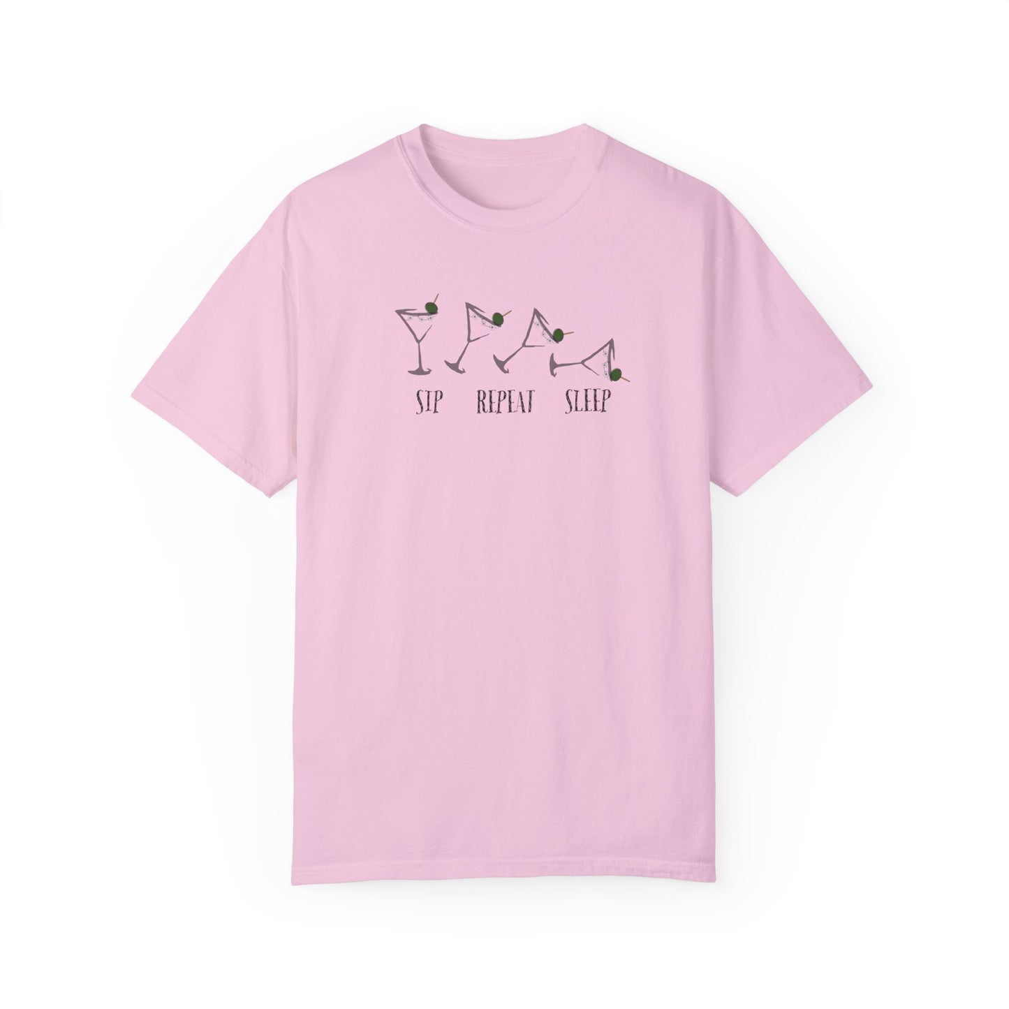 Sip, Repeat, Sleep, Unisex Garment-Dyed T-shirt