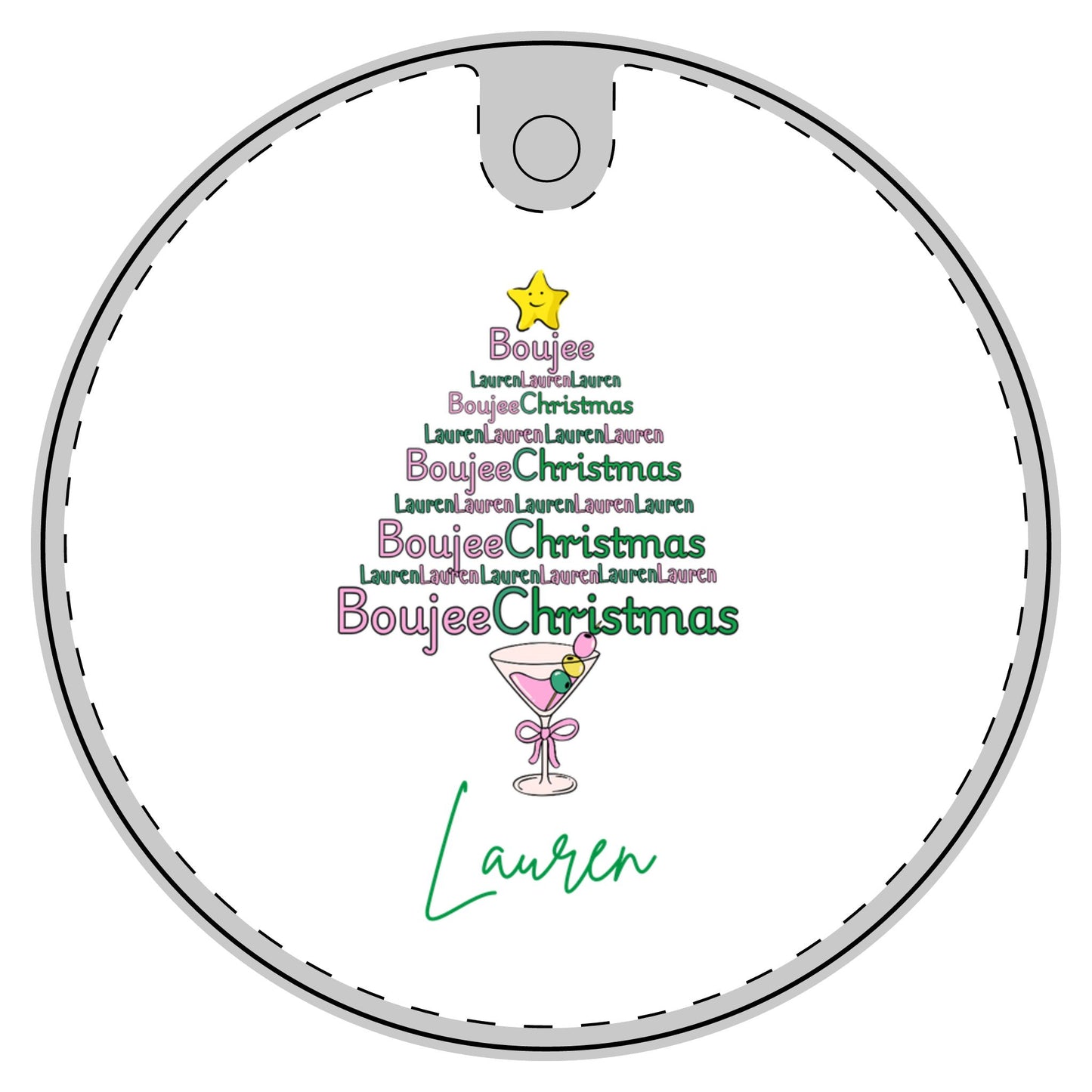 Personalized Name Martini Tree Boujee Christmas Ceramic Decoration Ornament, Boujee Christmas Ornament, Boujee Country Gift