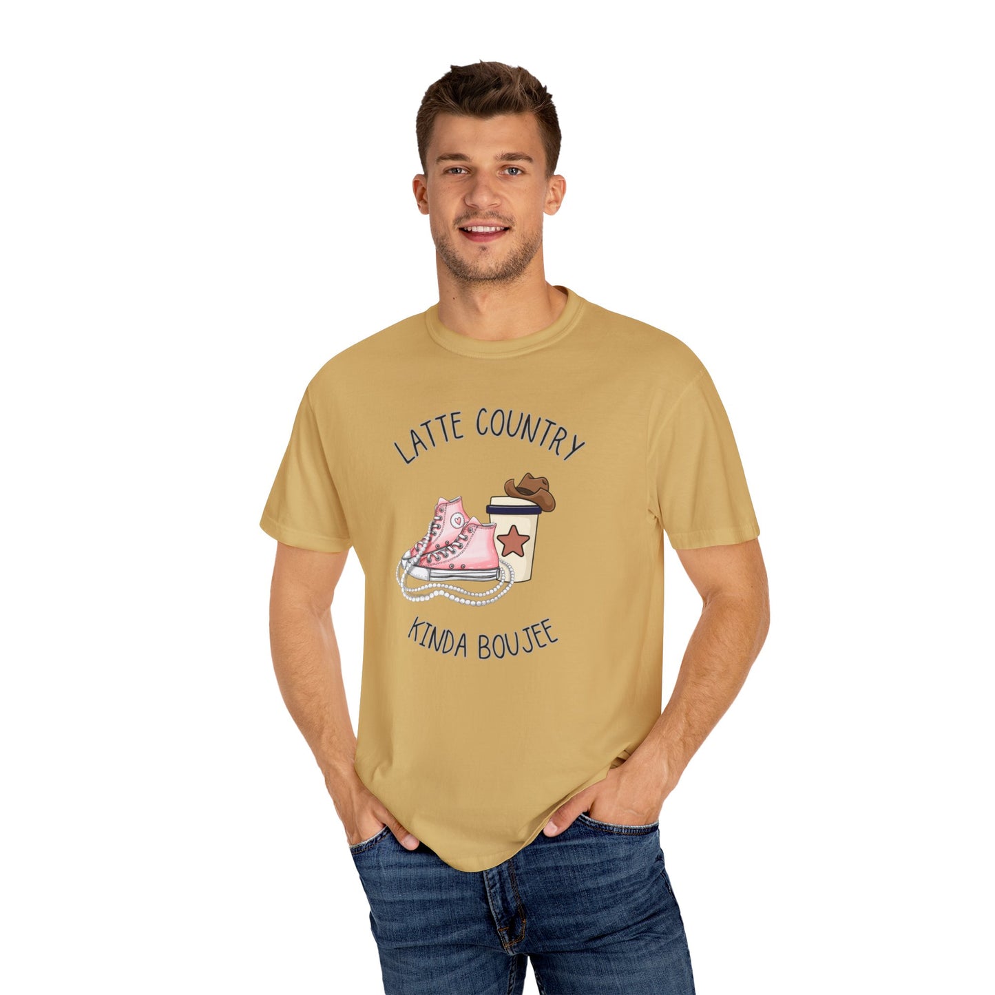 Kinda Country Latte Boujee, Unisex Garment-Dyed T-shirt