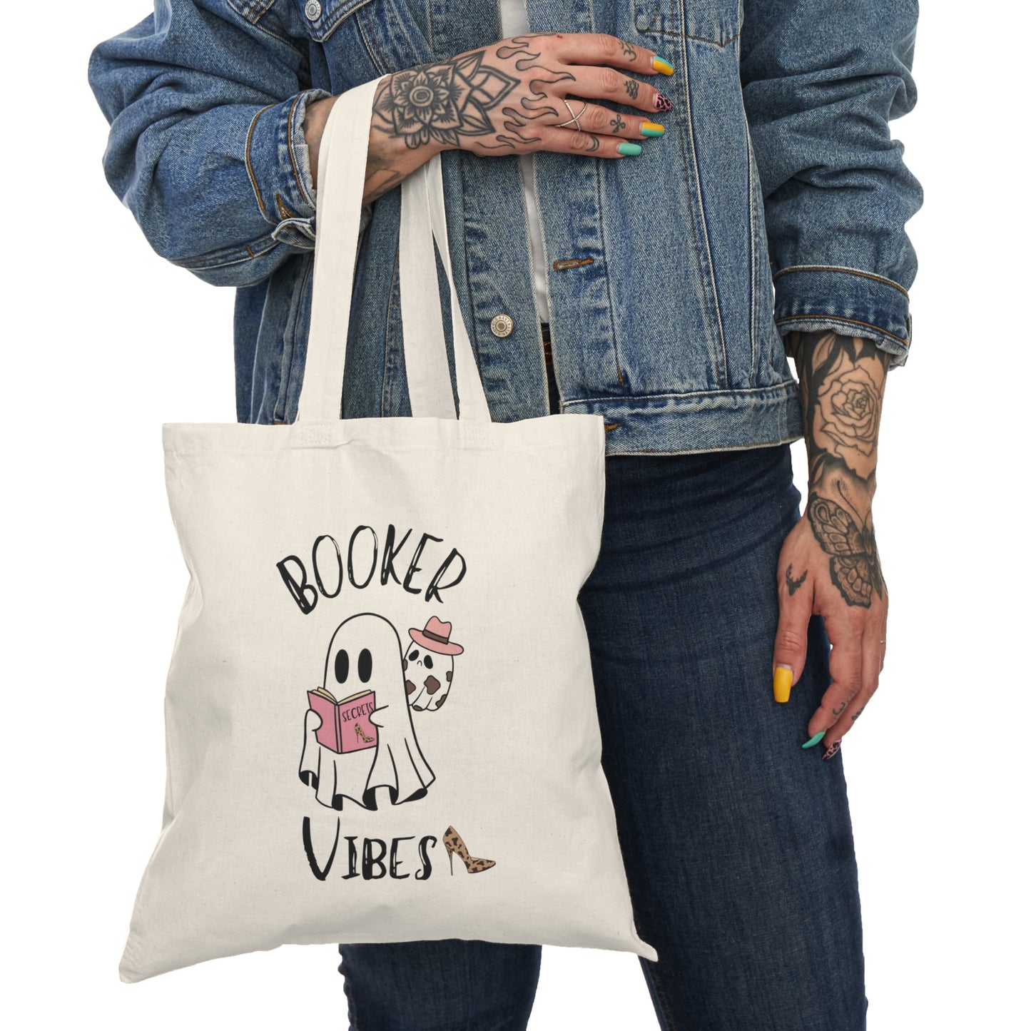 Ghost Book lover Natural Tote Bag