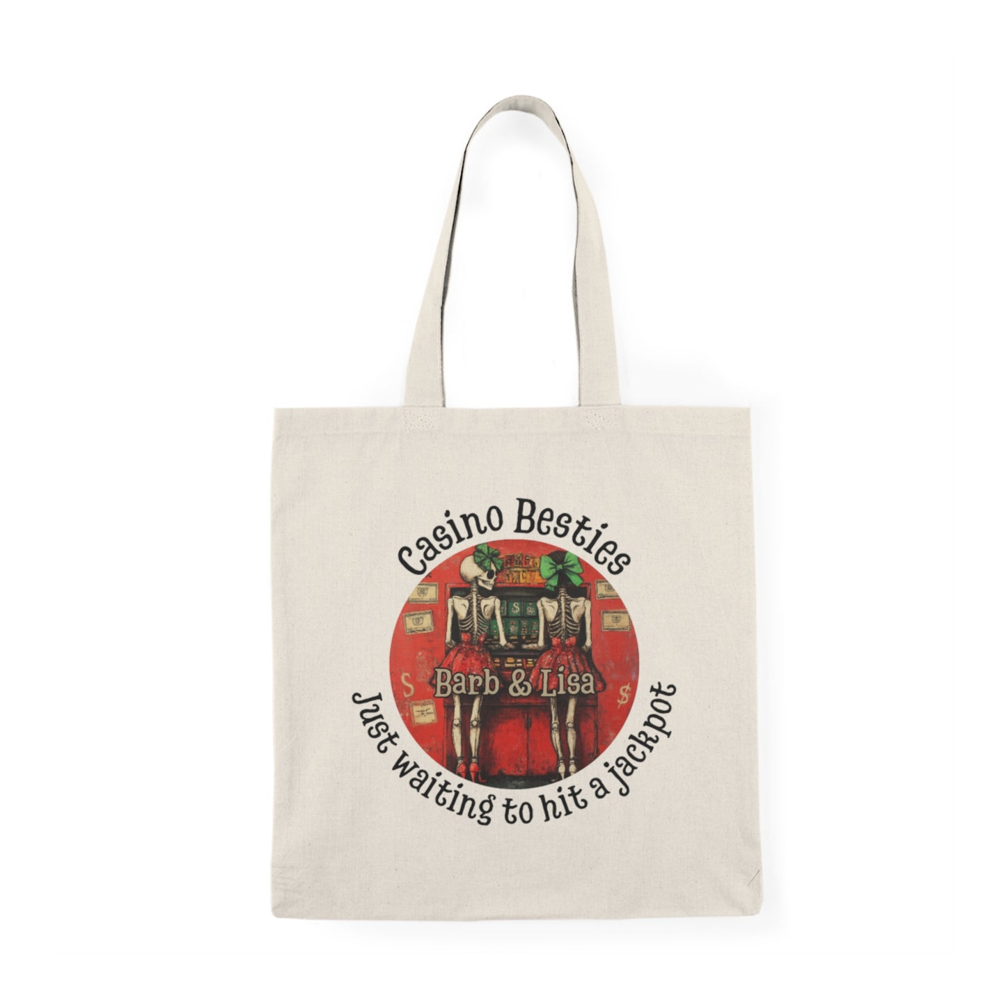 Skeleton Jackpot Casino Besties Natural Tote Bag