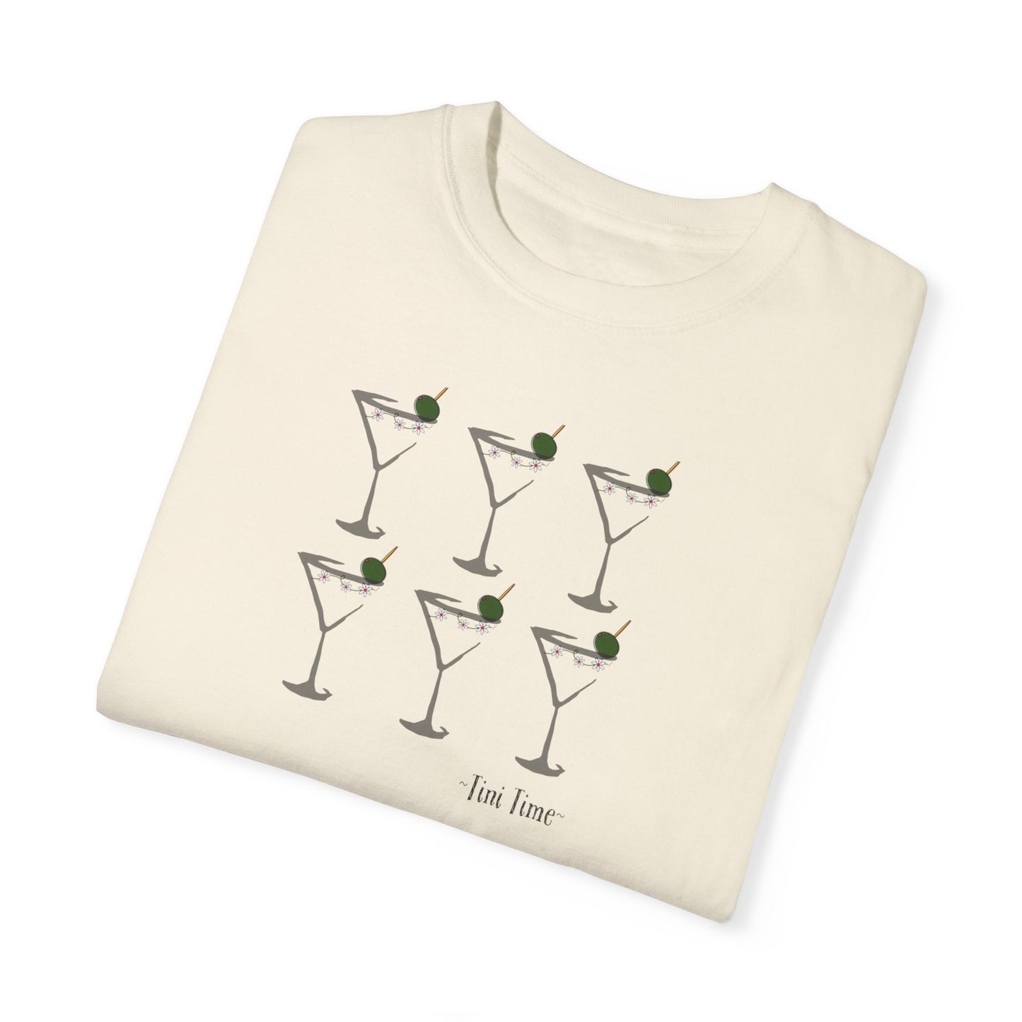 Tini Time Martini Glass, Unisex Garment-Dyed T-shirt