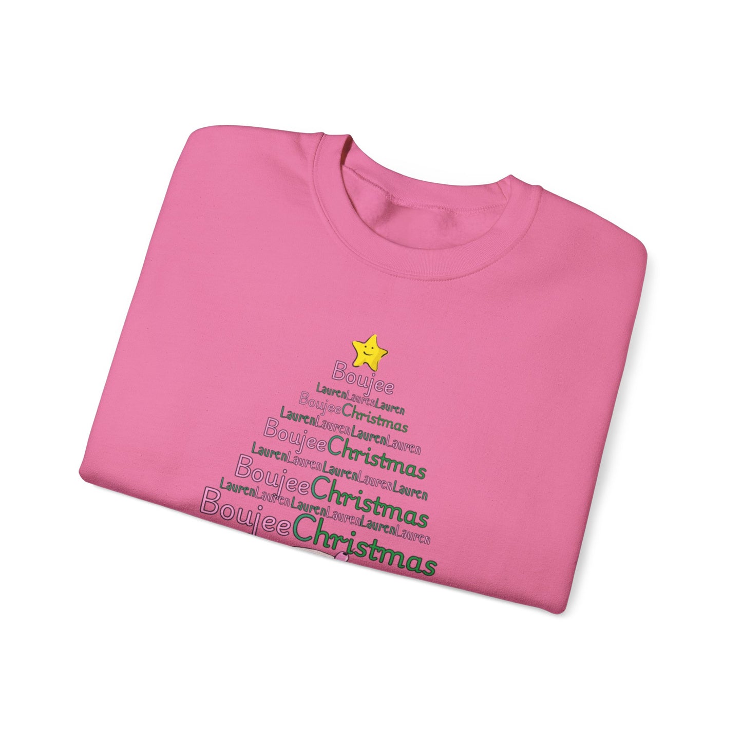 Personalized Merry Boujee martini tree Christmas, Pearls and Boujee Gift, Boujee bestie gift, Pink Boujee Sweatshirt,Unisex Heavy Blend™ Crewneck Sweatshirt
