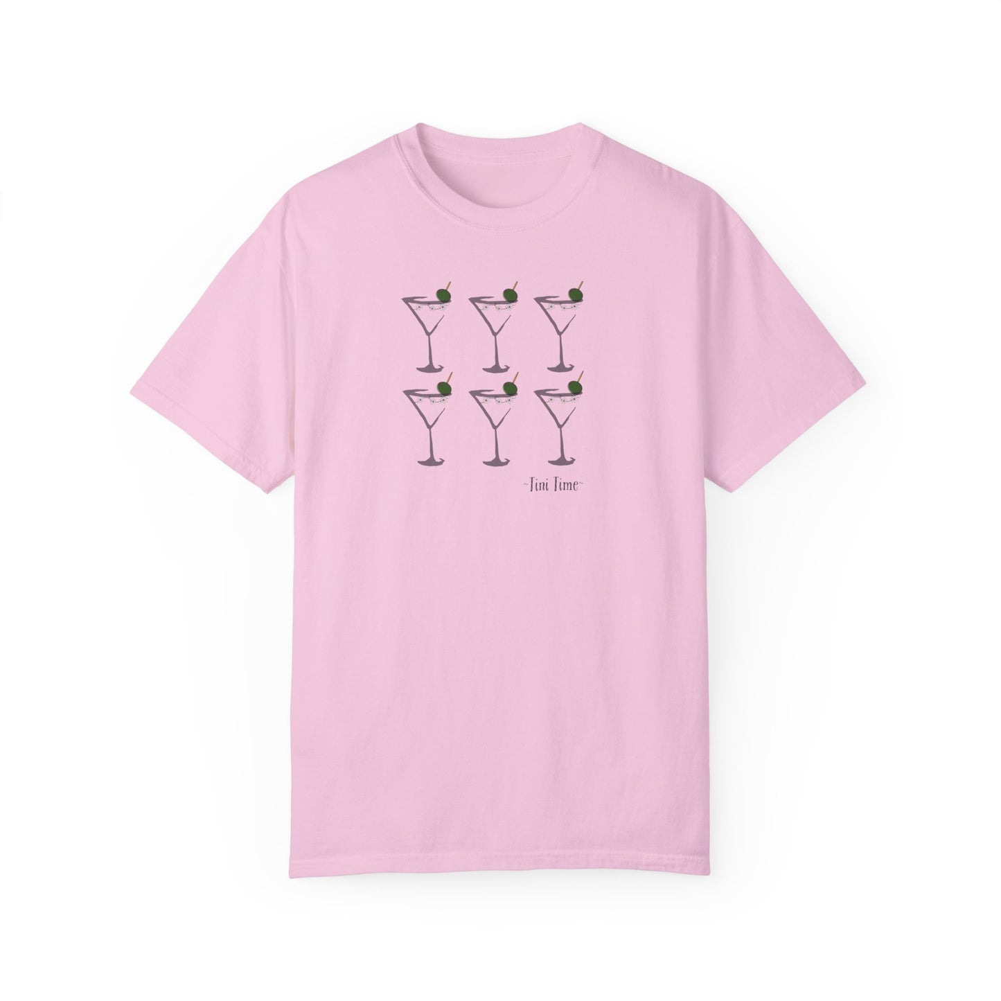 Tini Time Martini Glass, Unisex Garment-Dyed T-shirt