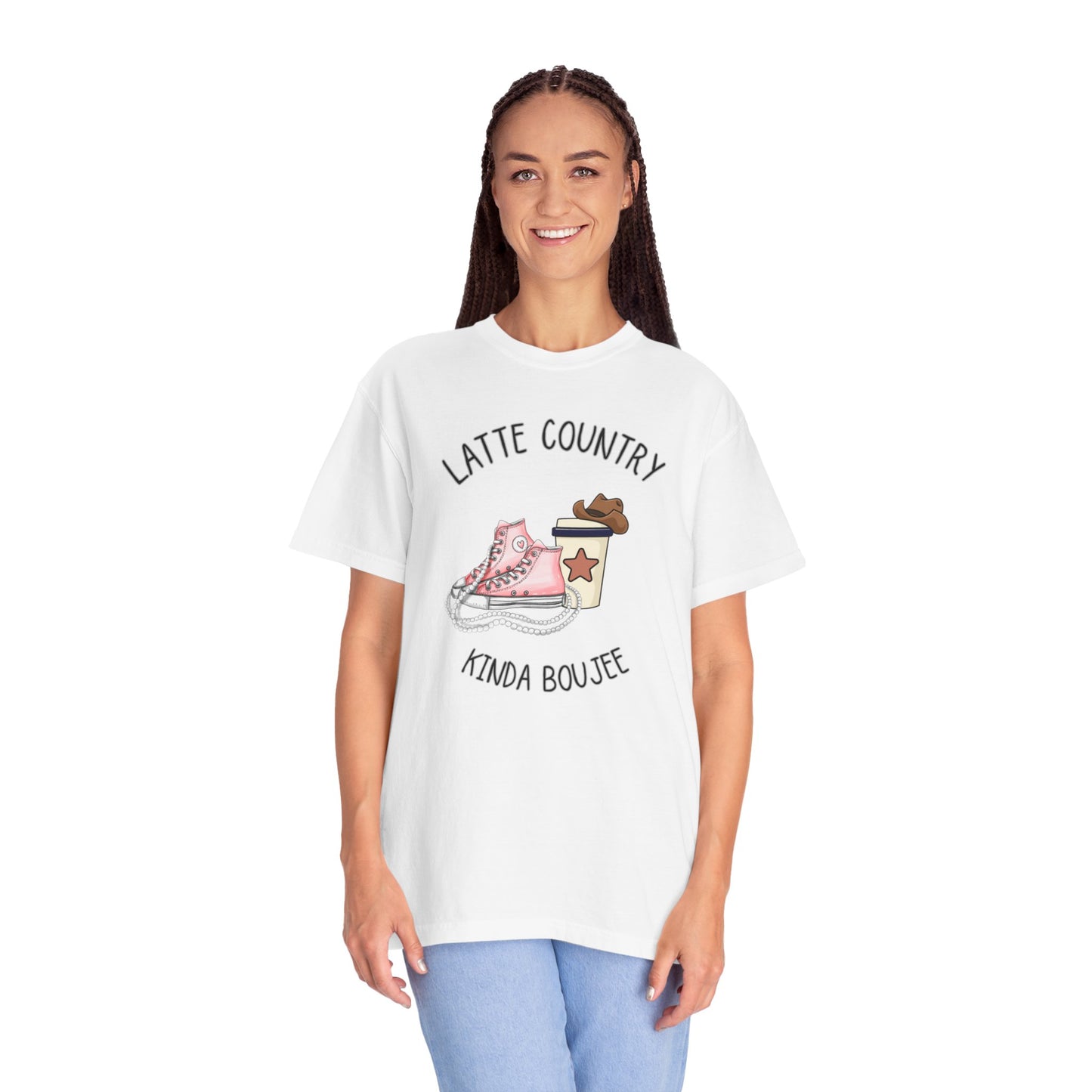 Kinda Country Latte Boujee, Unisex Garment-Dyed T-shirt
