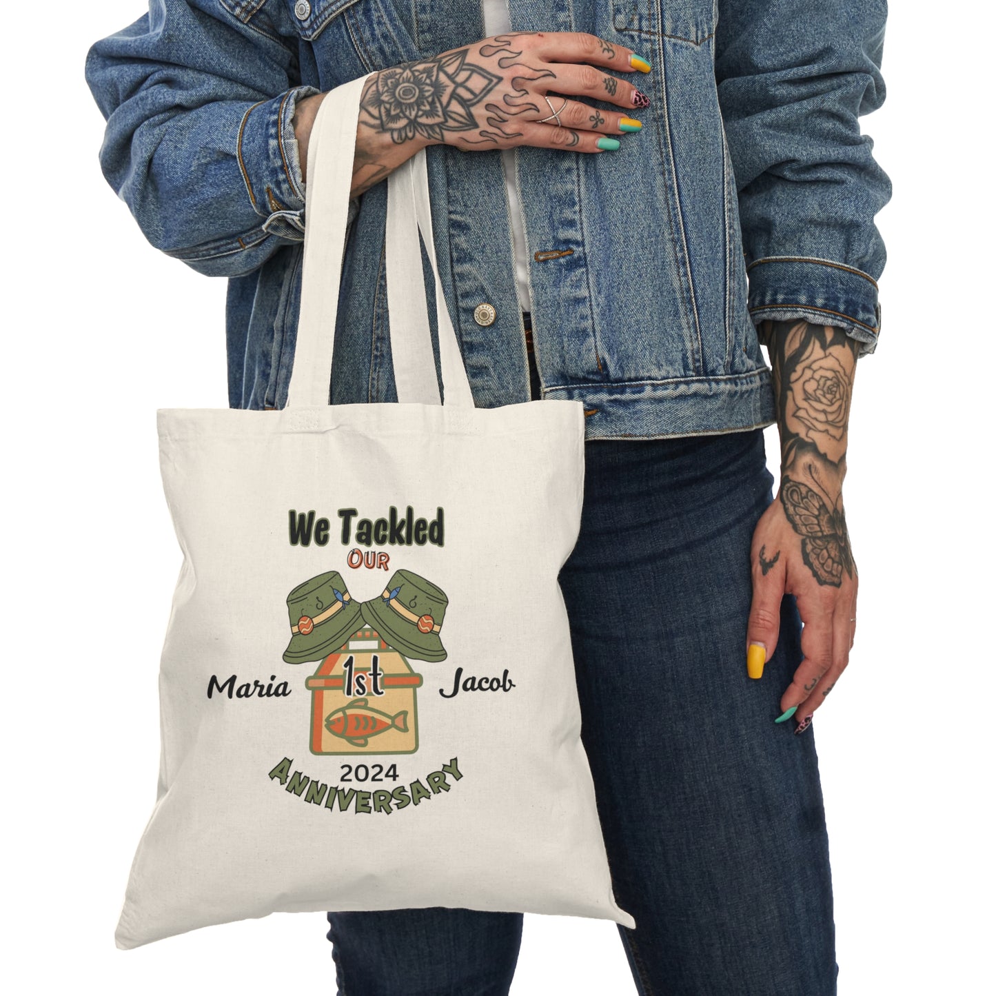 1st Anniversary Fishing Tackle Natural Tote Bag