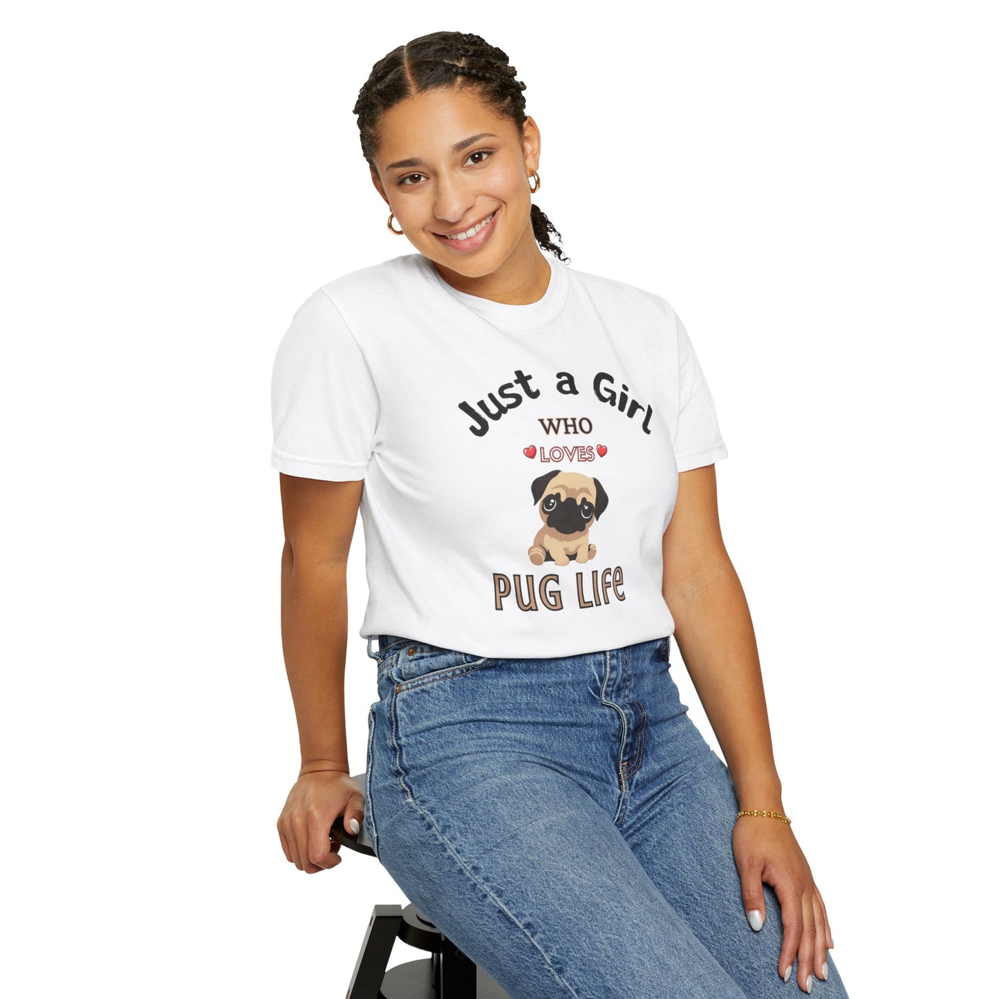 Just a Girl Pugs, Unisex Garment-Dyed T-shirt