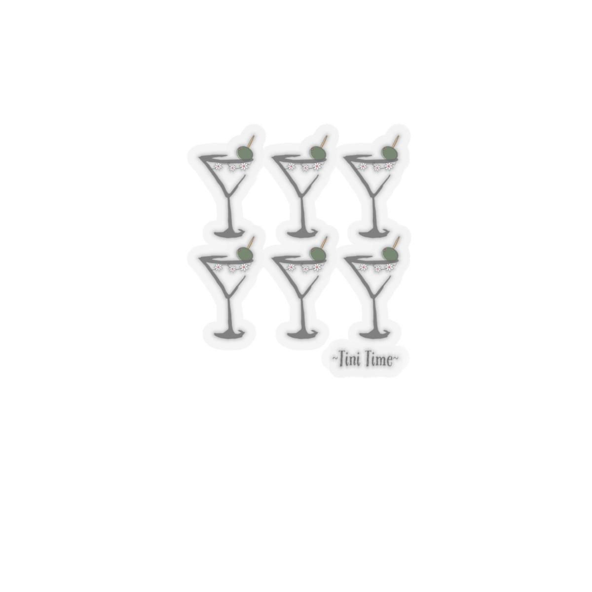 Martini Time, Dirty-Kiss Cut Stickers