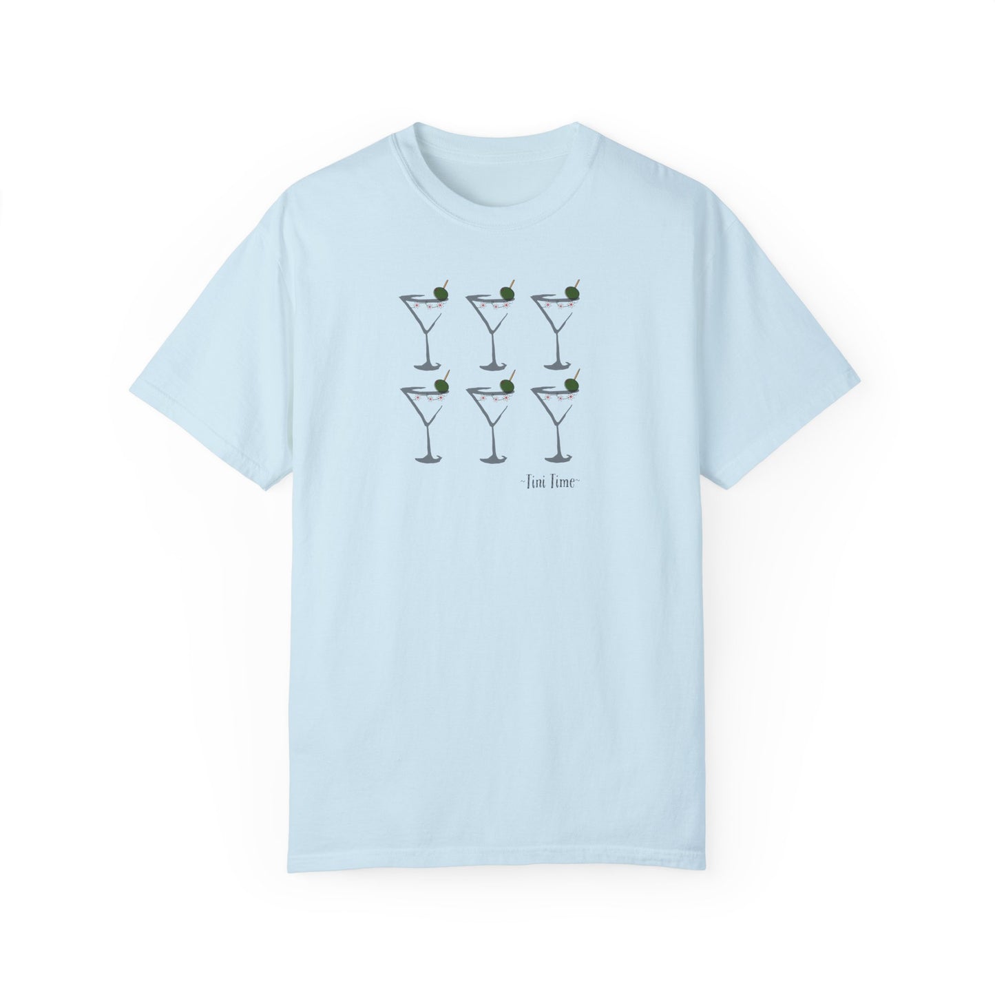 Tini Time Martini Glass, Unisex Garment-Dyed T-shirt