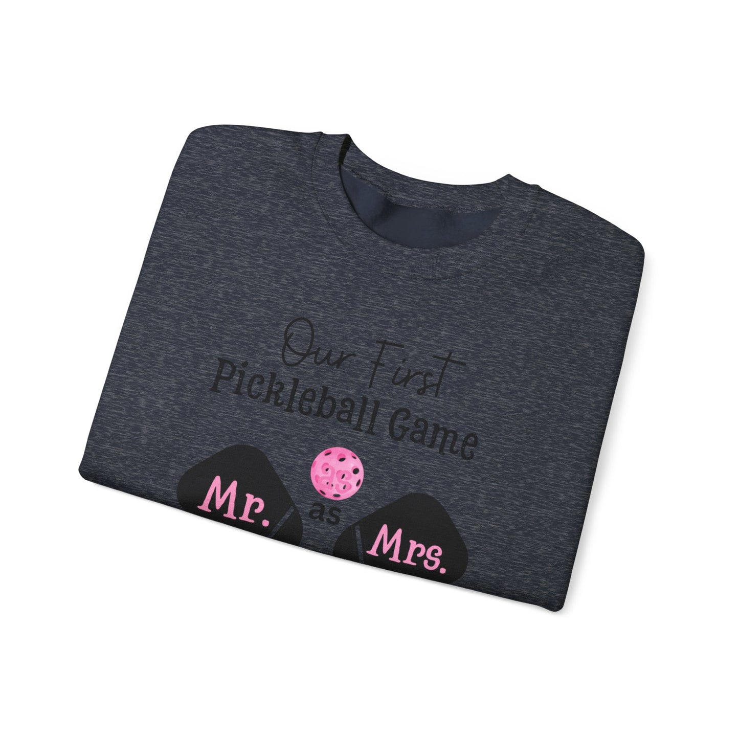 Our 1st Pickleball game married, Pickleball Christmas sweatshirt, Pickleball lover Christmas sweatshirt, Bridal gift, Pickleball newlywed Gift, Heavy Blend™ Crewneck Sweatshirt