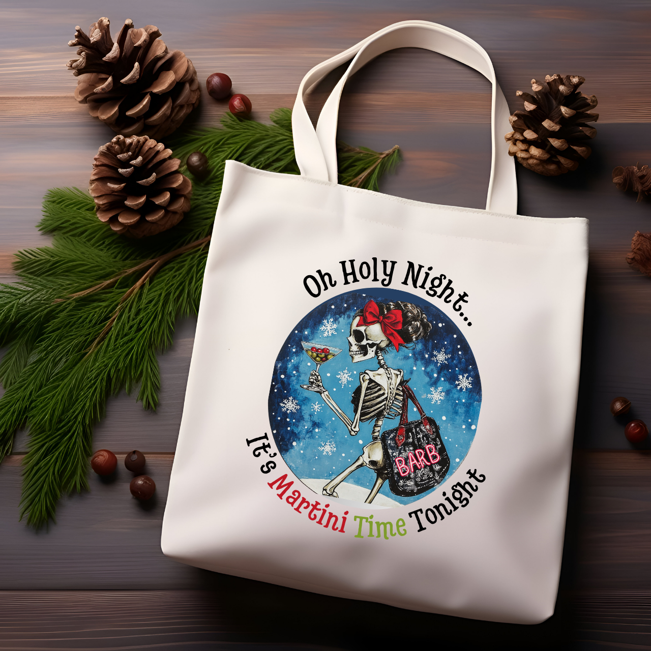 Skeleton Martini Time Coffee Book Tote Bag