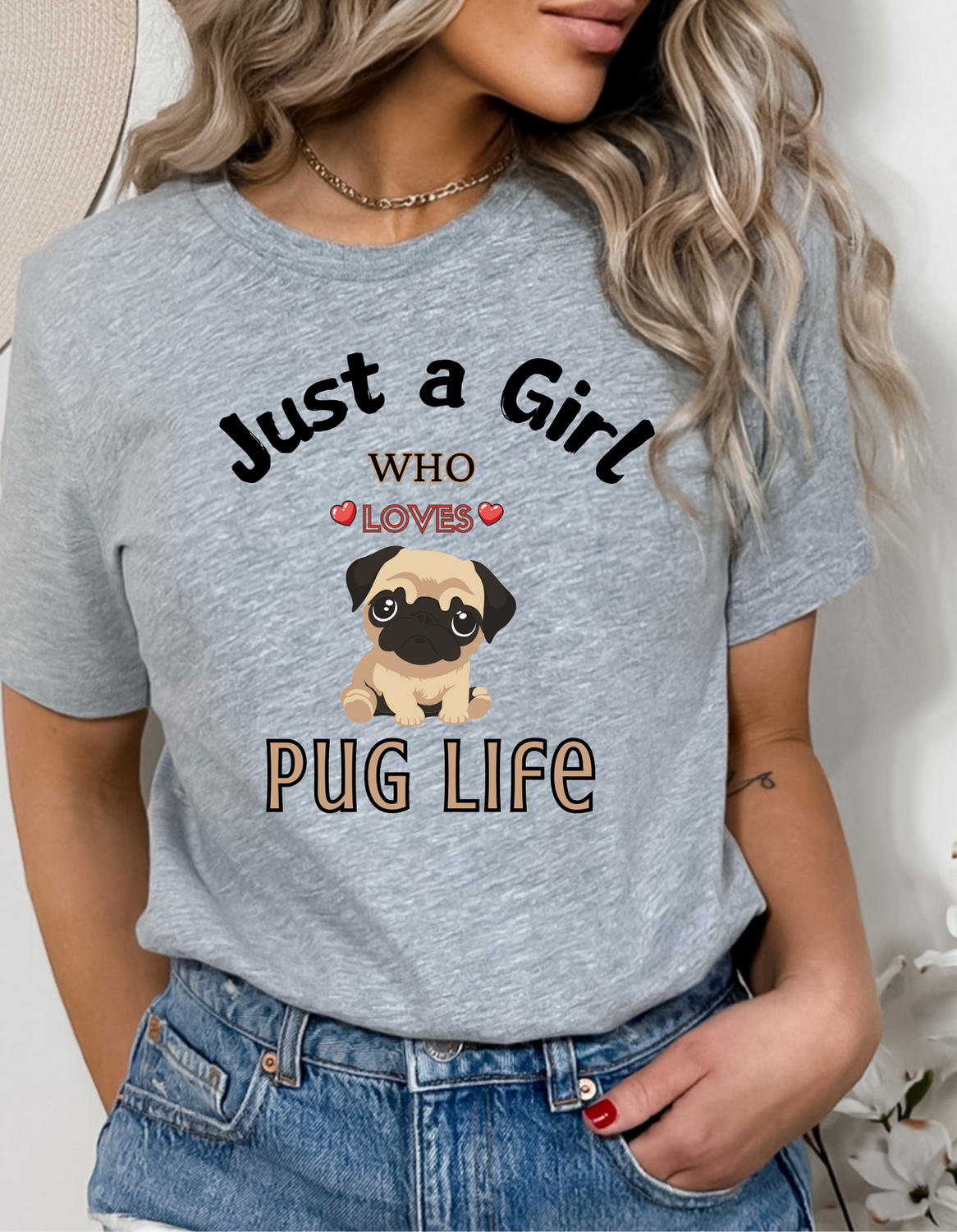 Just a Girl Pugs, Unisex Garment-Dyed T-shirt