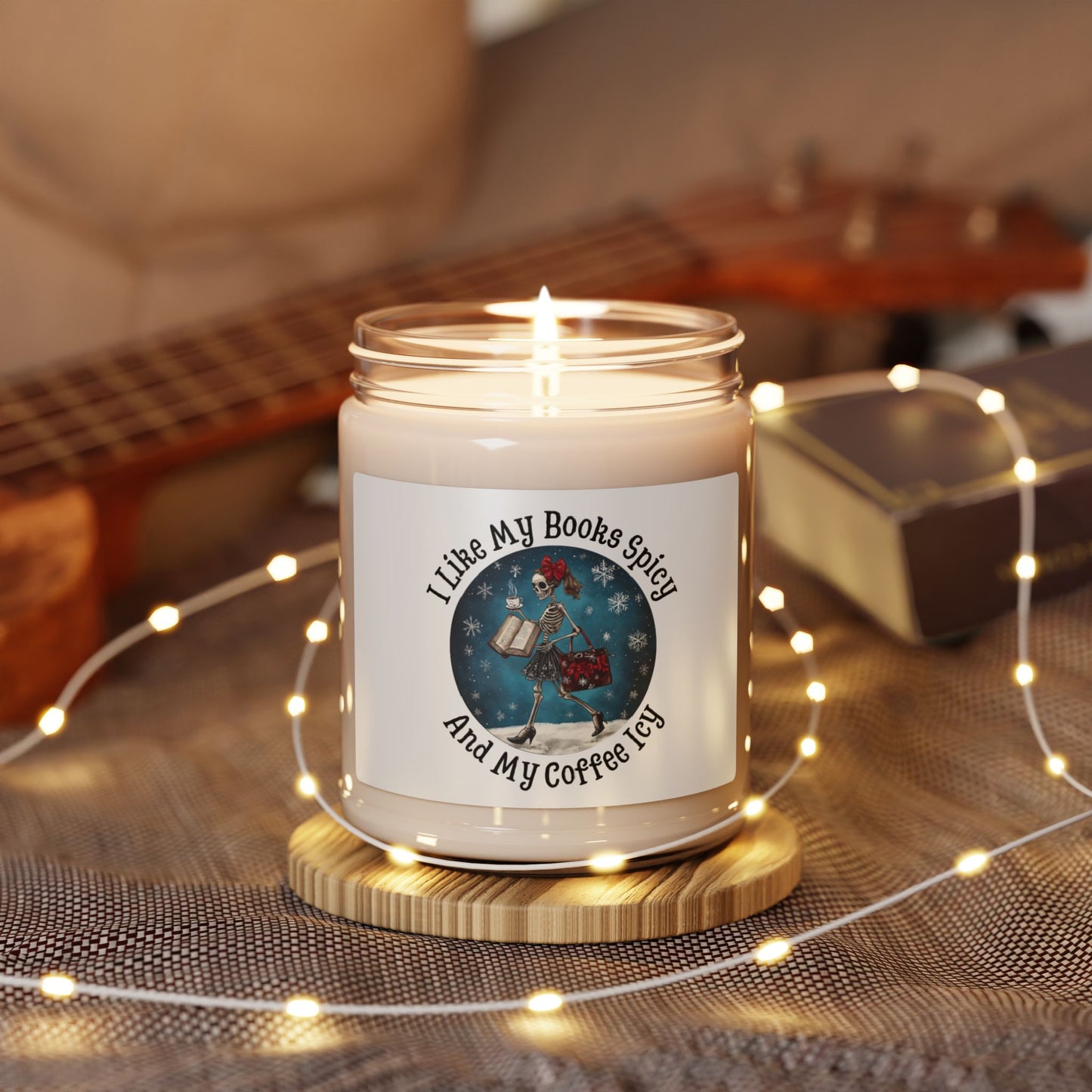 Skeleton Coffee and Book lover Scented Soy Candle, 9oz
