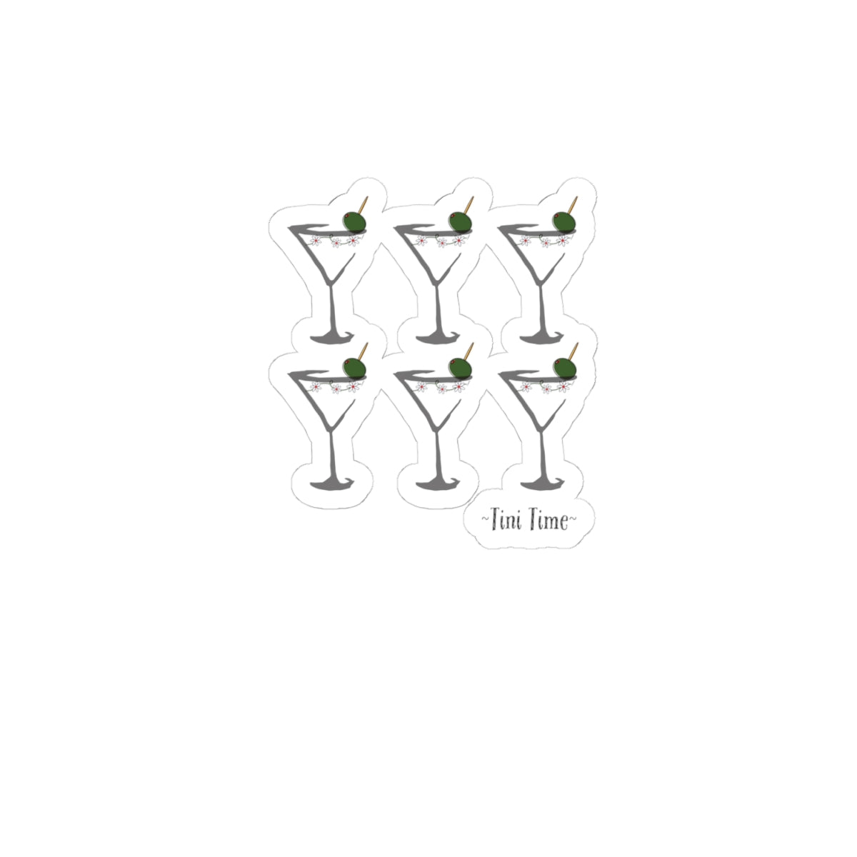Martini Time, Dirty-Kiss Cut Stickers