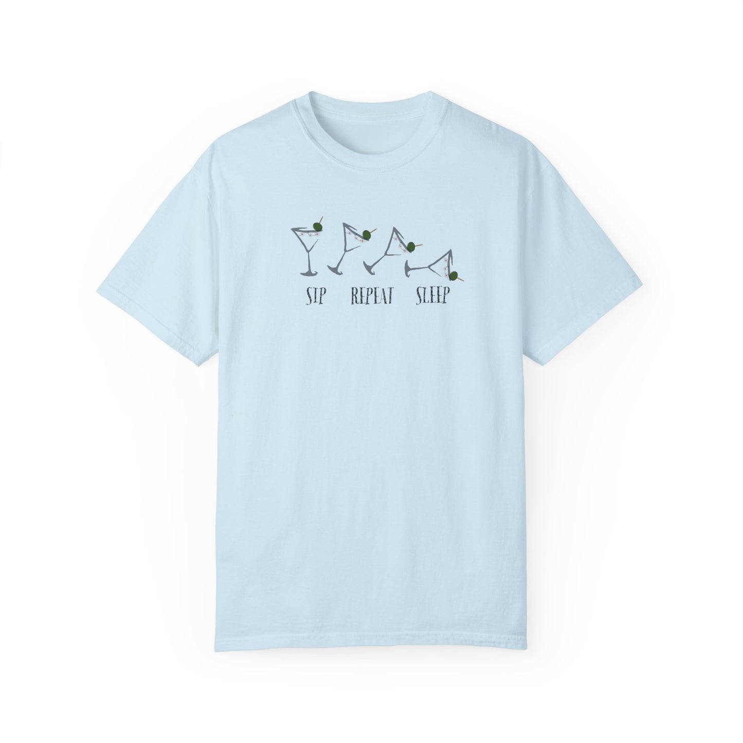Sip, Repeat, Sleep, Unisex Garment-Dyed T-shirt