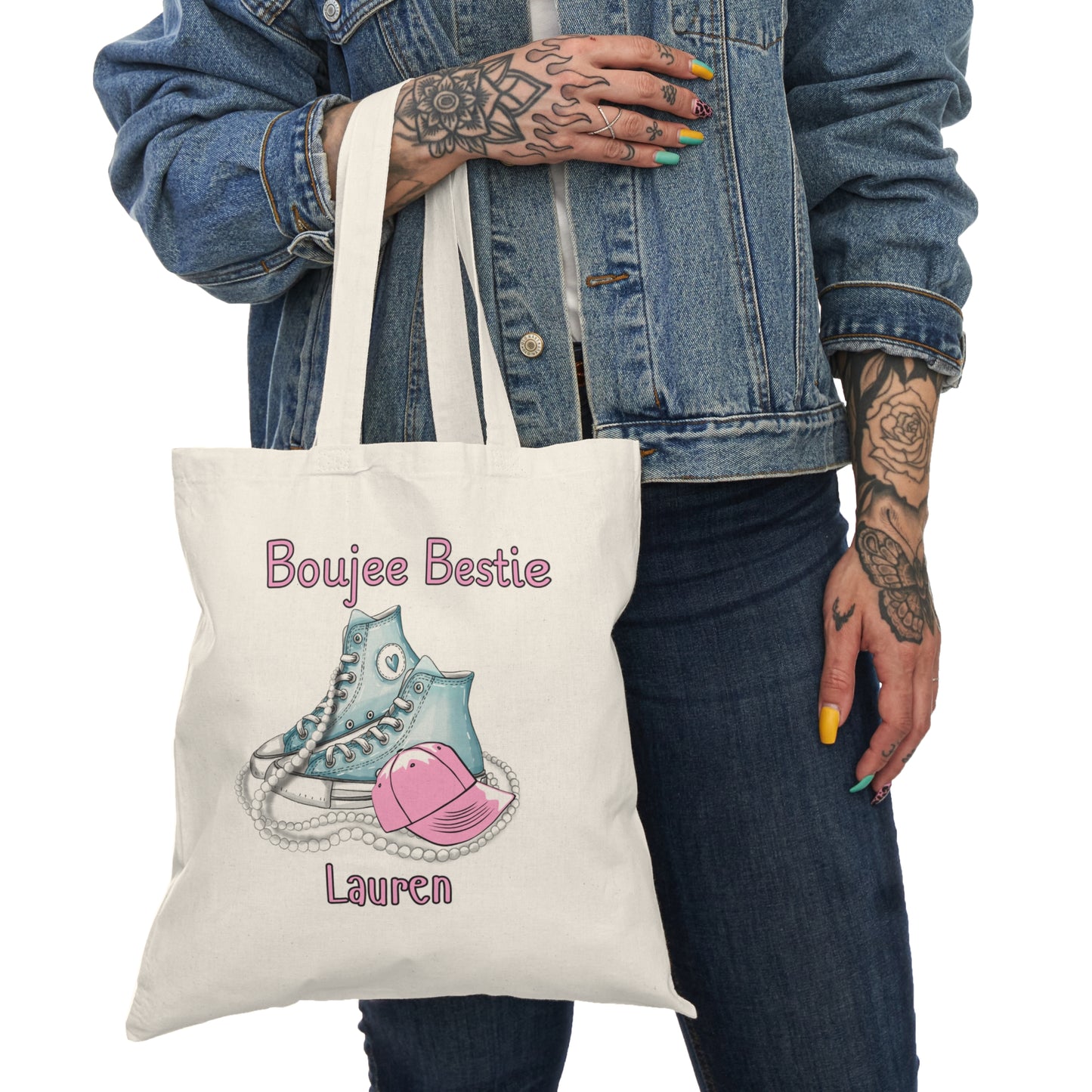 Boujee Bestie hat & Pearlsd Natural Tote Bag