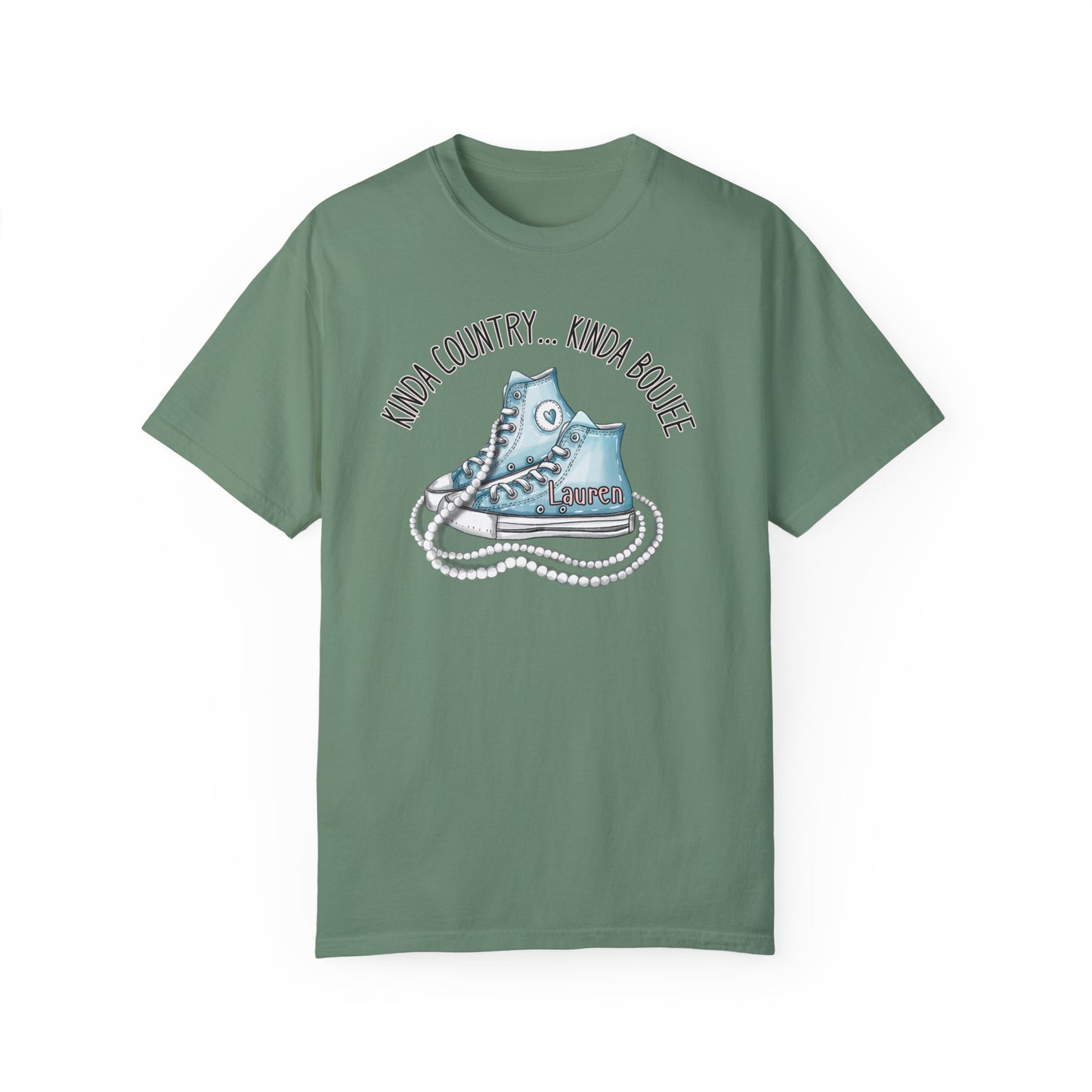 Personalized Kinda Country Kinda Boujee, Unisex Garment-Dyed T-shirt
