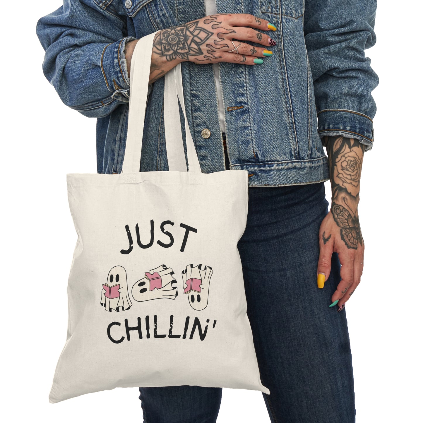 Ghost Book lover Natural Tote Bag