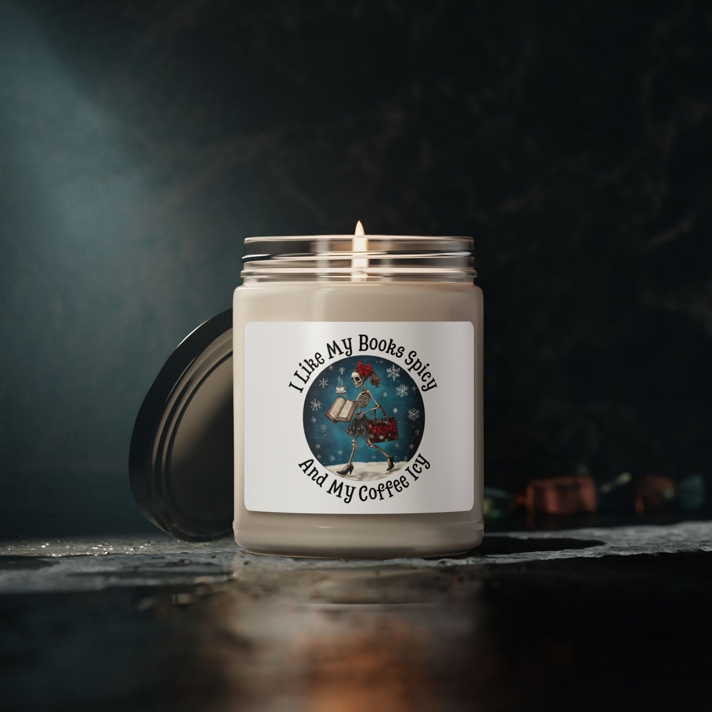 Skeleton Coffee and Book lover Scented Soy Candle, 9oz
