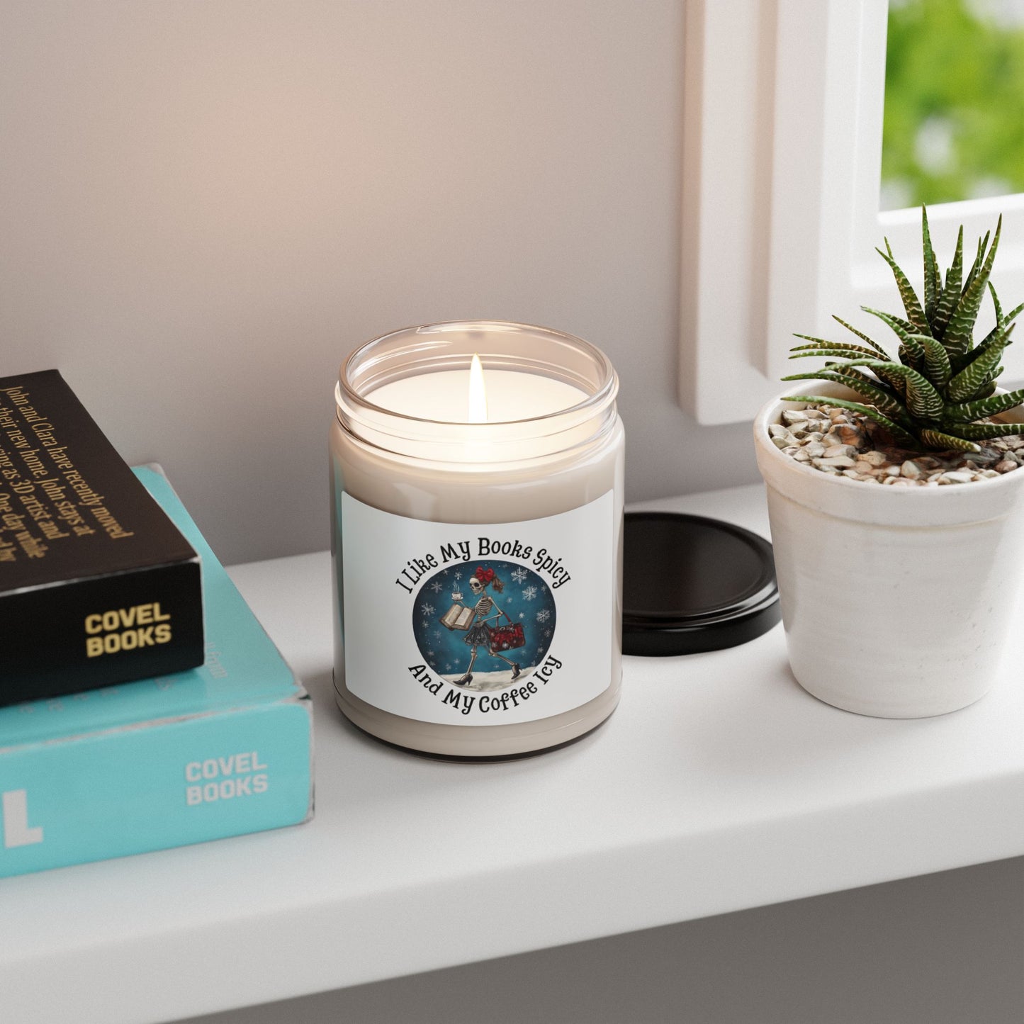 Skeleton Coffee and Book lover Scented Soy Candle, 9oz