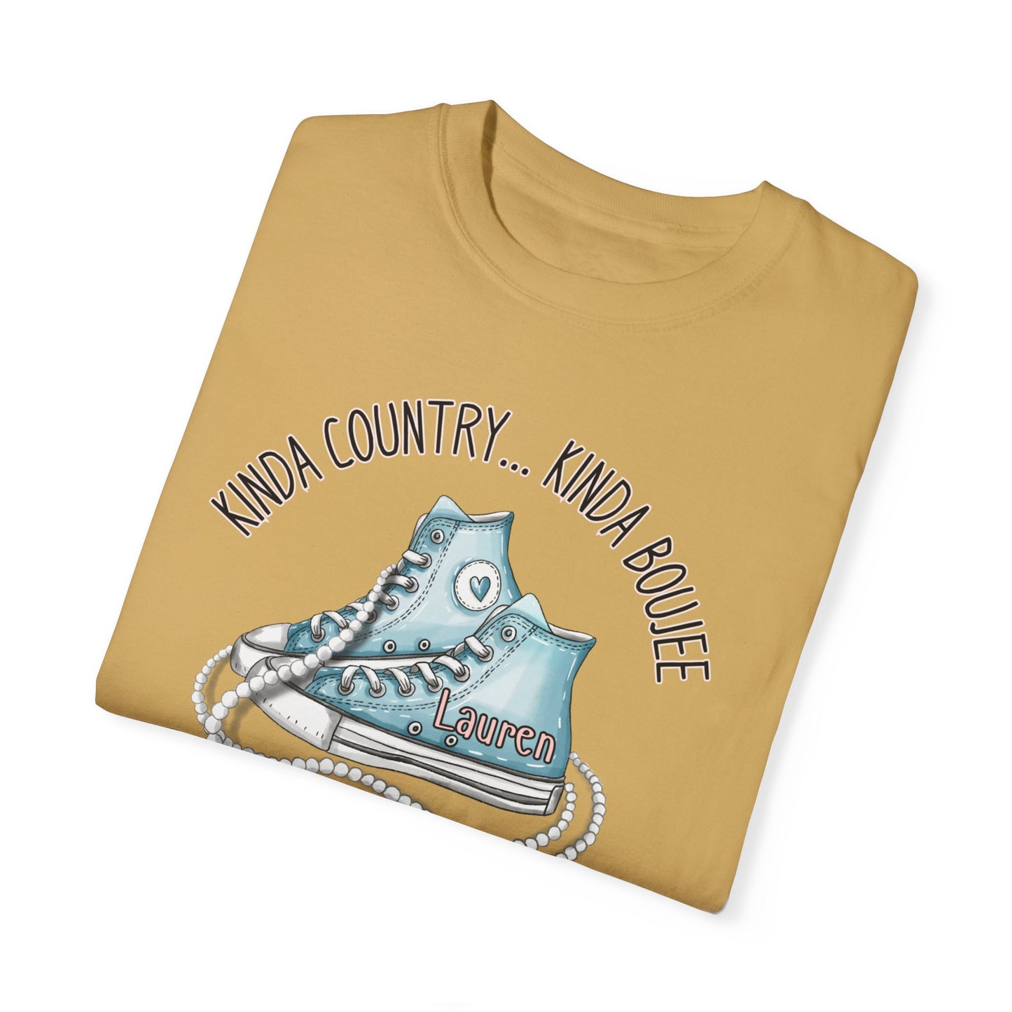 Personalized Kinda Country Kinda Boujee, Unisex Garment-Dyed T-shirt