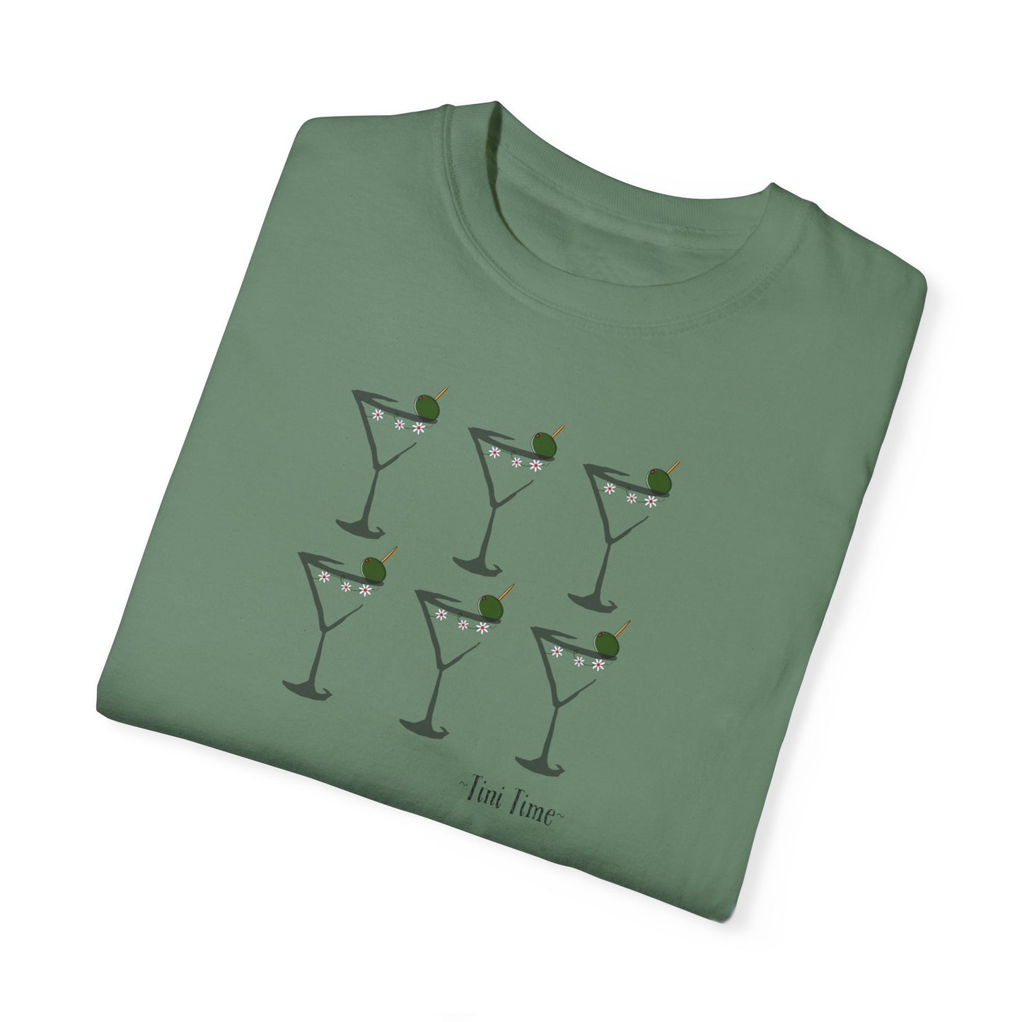 Tini Time Martini Glass, Unisex Garment-Dyed T-shirt