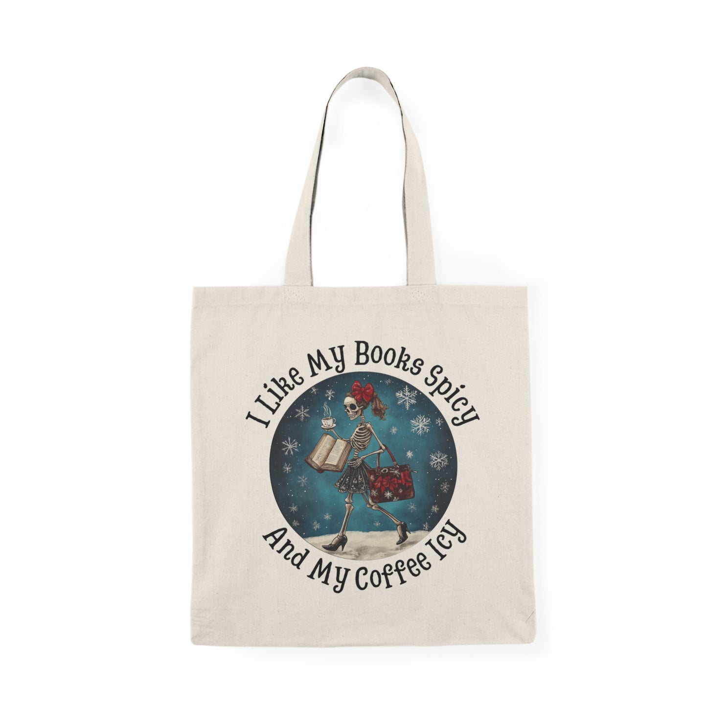 Skeleton Coffe Book Lover Natural Tote Bag