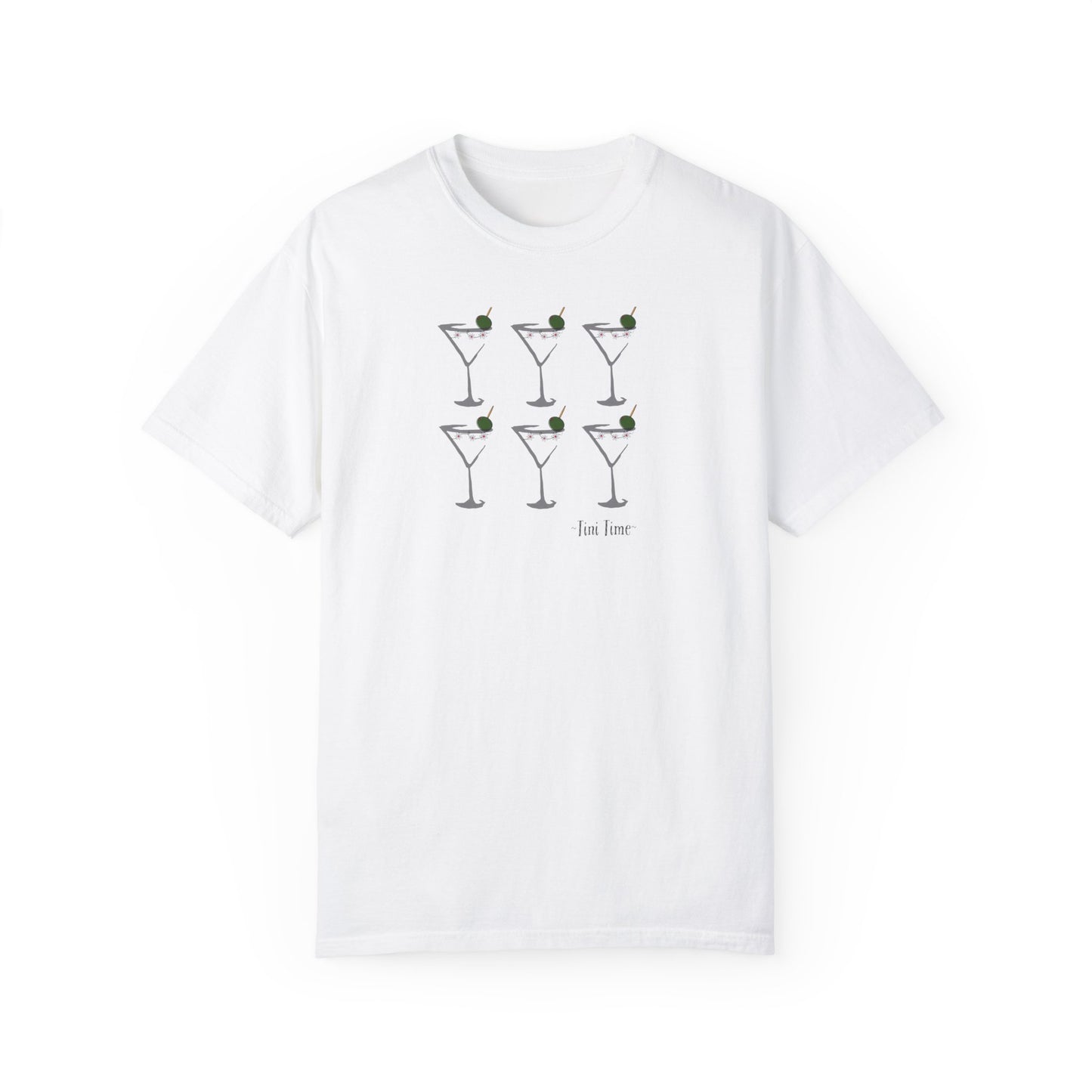 Tini Time Martini Glass, Unisex Garment-Dyed T-shirt