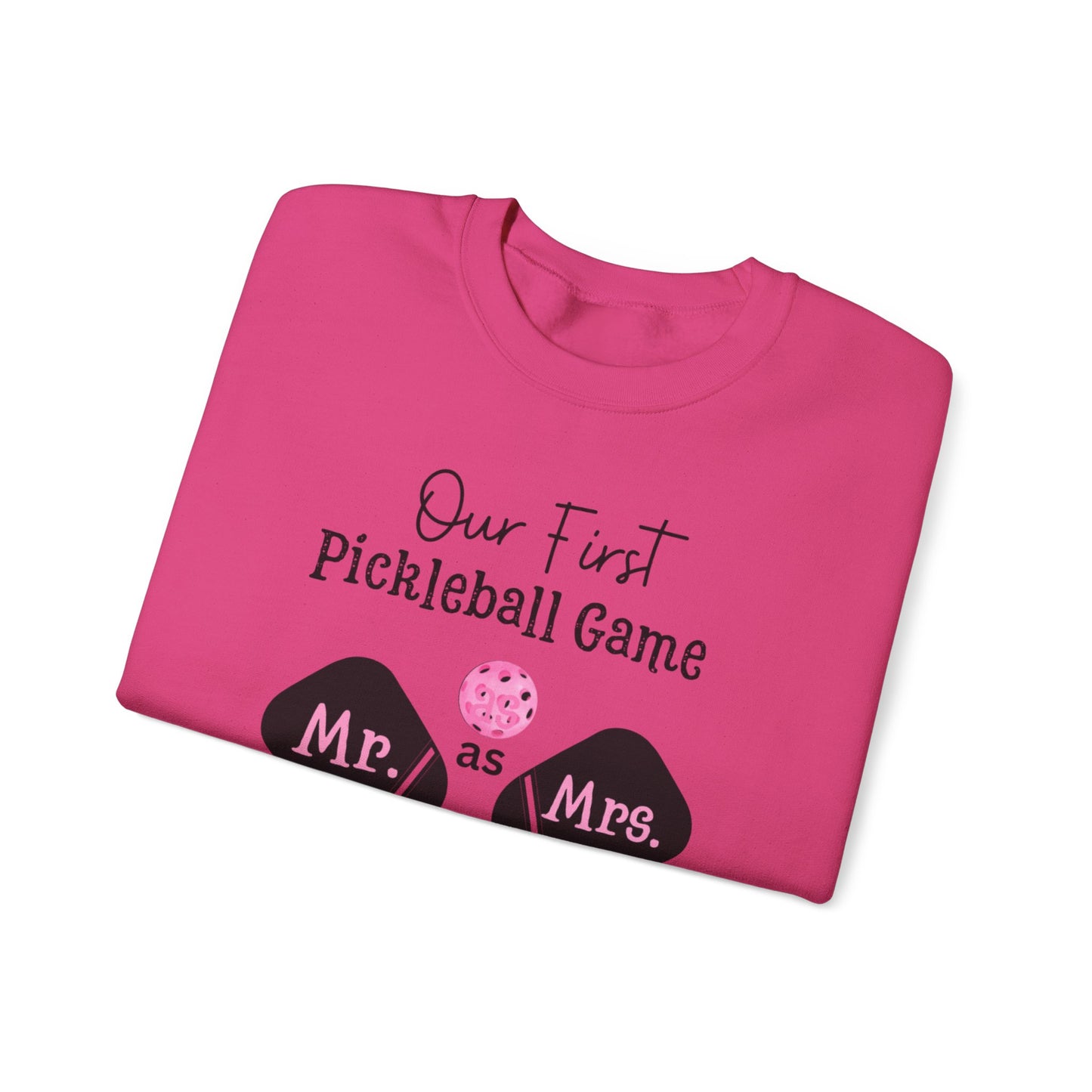 Our 1st Pickleball game married, Pickleball Christmas sweatshirt, Pickleball lover Christmas sweatshirt, Bridal gift, Pickleball newlywed Gift, Heavy Blend™ Crewneck Sweatshirt