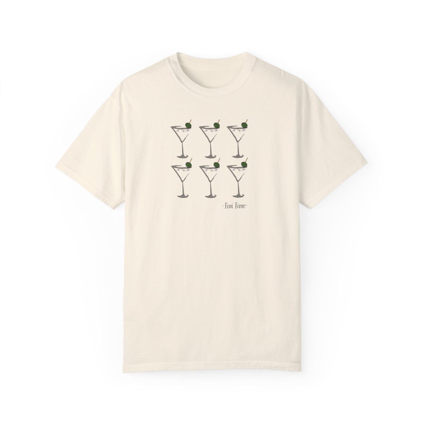 Tini Time Martini Glass, Unisex Garment-Dyed T-shirt