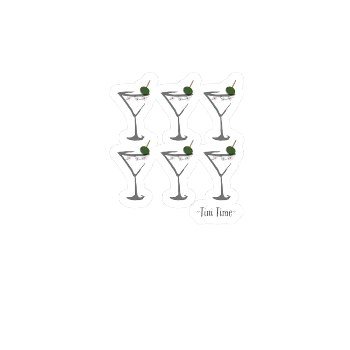 Martini Time, Dirty-Kiss Cut Stickers