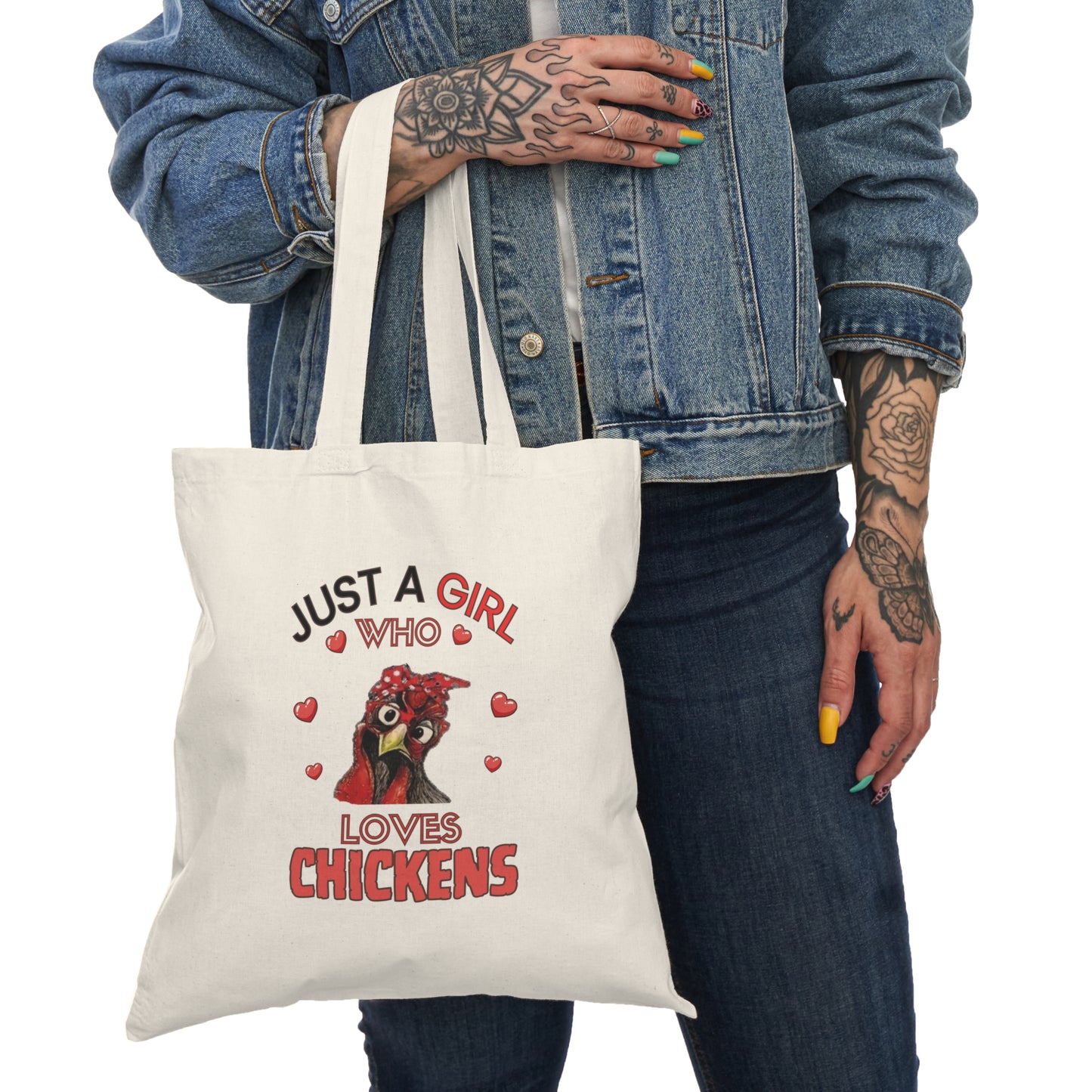 Copy of Just a Girl Chickens, Rooster, Tote