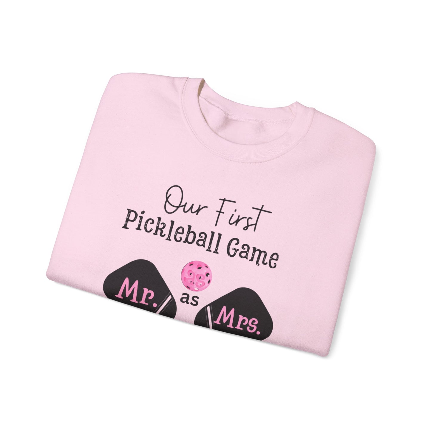 Our 1st Pickleball game married, Pickleball Christmas sweatshirt, Pickleball lover Christmas sweatshirt, Bridal gift, Pickleball newlywed Gift, Heavy Blend™ Crewneck Sweatshirt