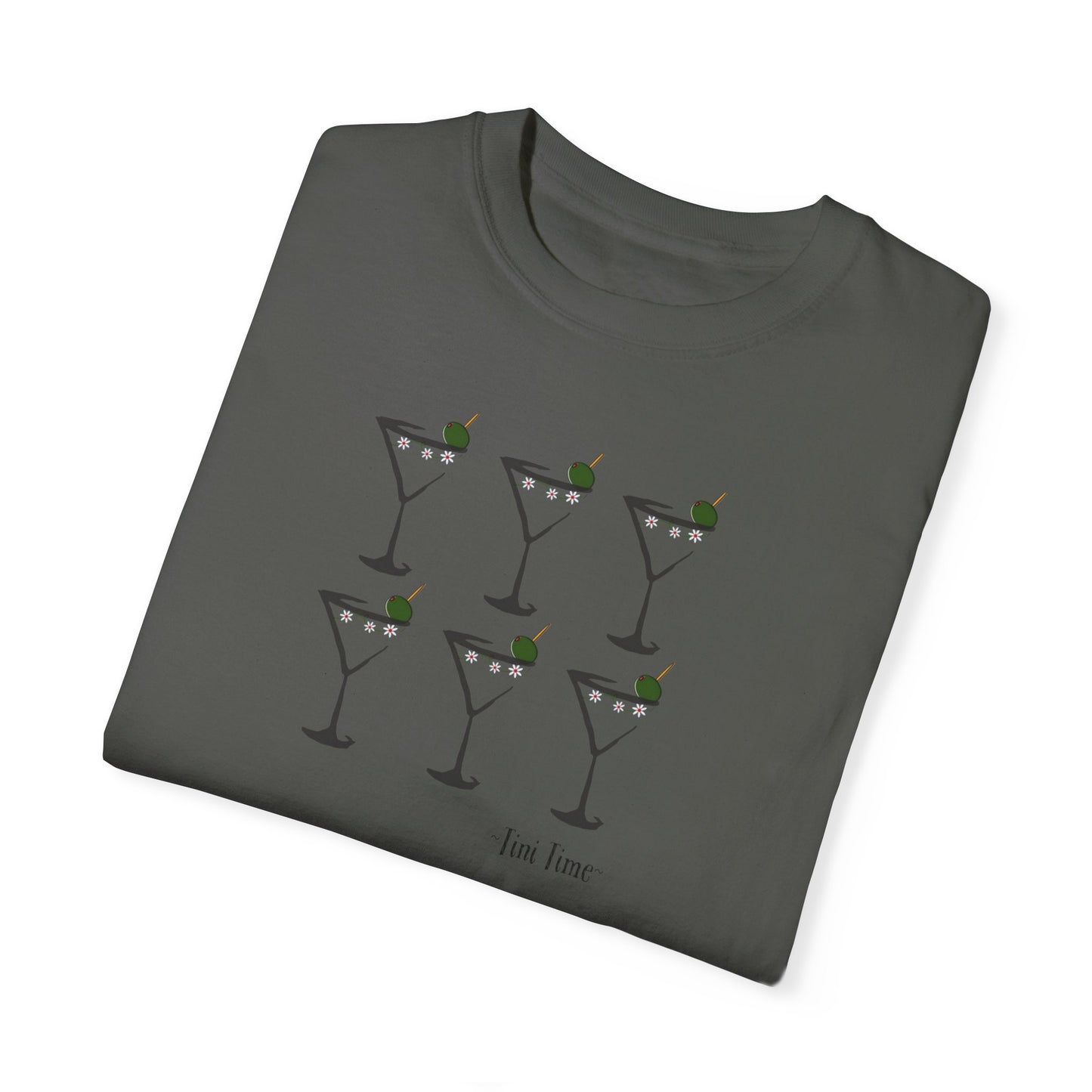 Tini Time Martini Glass, Unisex Garment-Dyed T-shirt