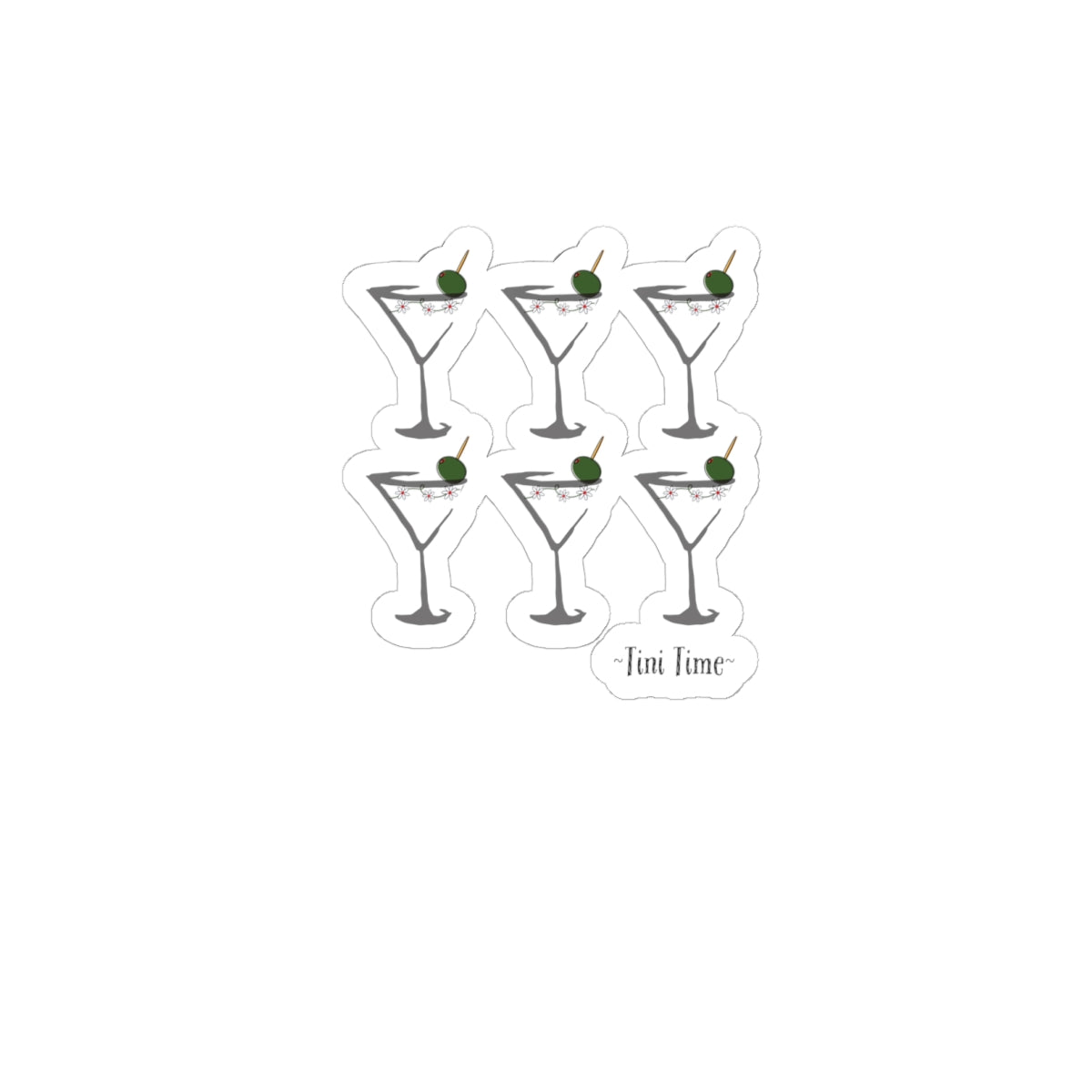 Martini Time, Dirty-Kiss Cut Stickers