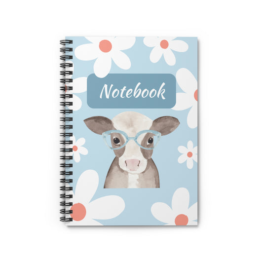 Cute Cow Spiral Notebook for Girls, Personalized Journal, School Supplies, Gift for Kids, Planning and Doodling