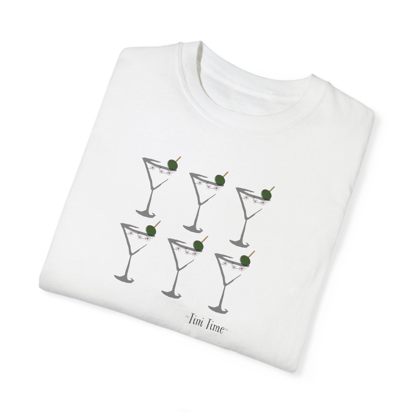 Tini Time Martini Glass, Unisex Garment-Dyed T-shirt