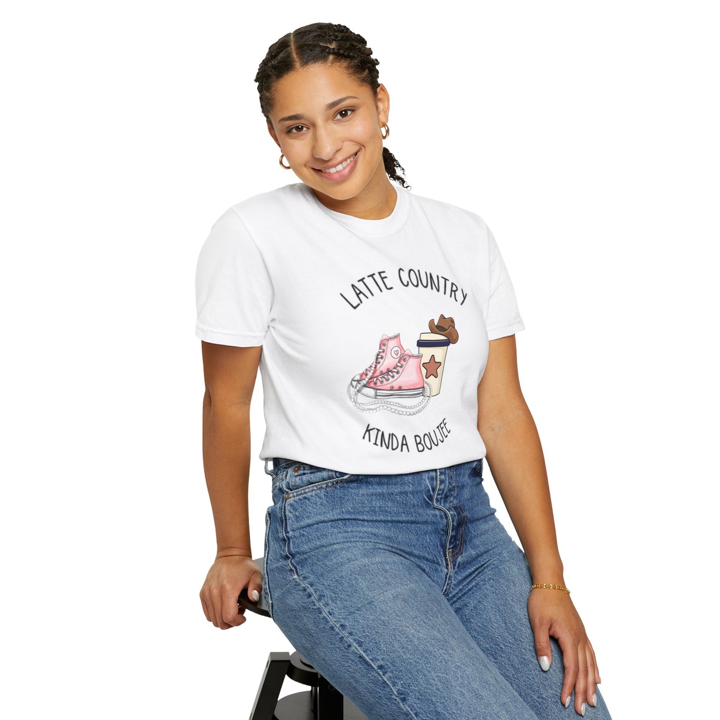 Kinda Country Latte Boujee, Unisex Garment-Dyed T-shirt