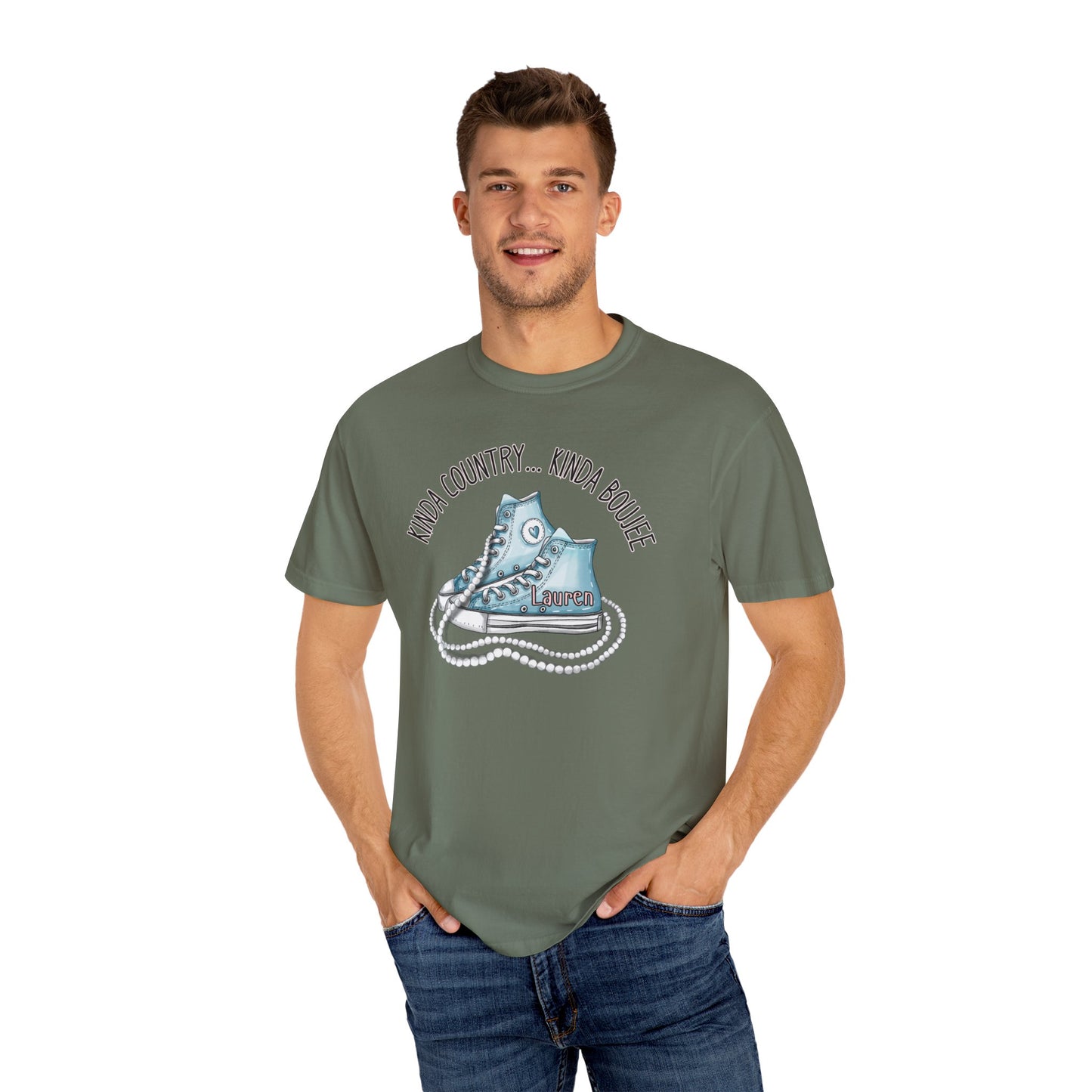 Personalized Kinda Country Kinda Boujee, Unisex Garment-Dyed T-shirt