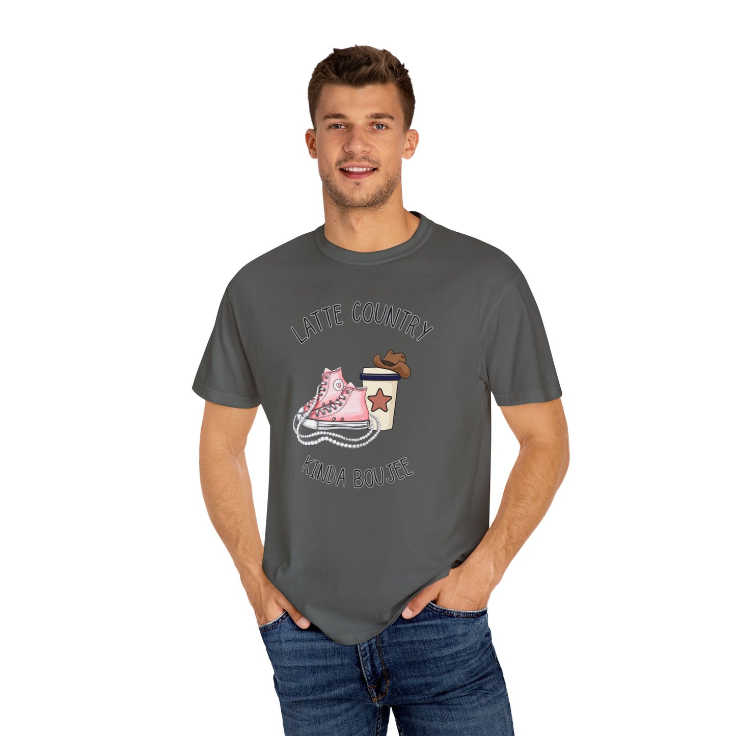 Kinda Country Latte Boujee, Unisex Garment-Dyed T-shirt