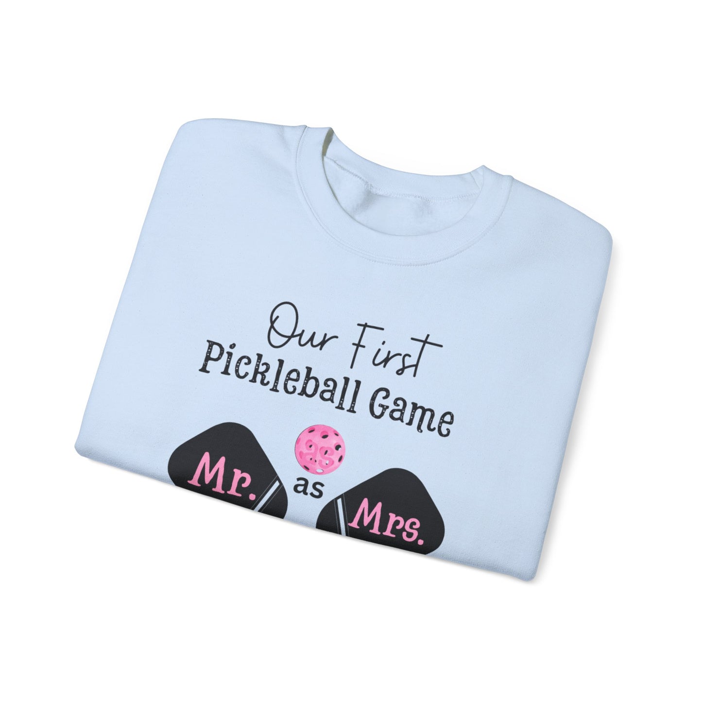 Our 1st Pickleball game married, Pickleball Christmas sweatshirt, Pickleball lover Christmas sweatshirt, Bridal gift, Pickleball newlywed Gift, Heavy Blend™ Crewneck Sweatshirt