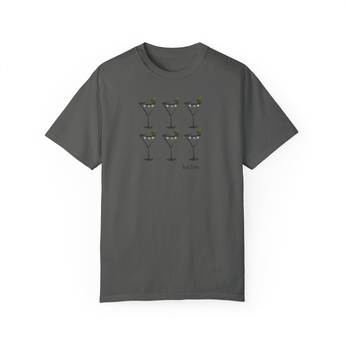 Tini Time Martini Glass, Unisex Garment-Dyed T-shirt