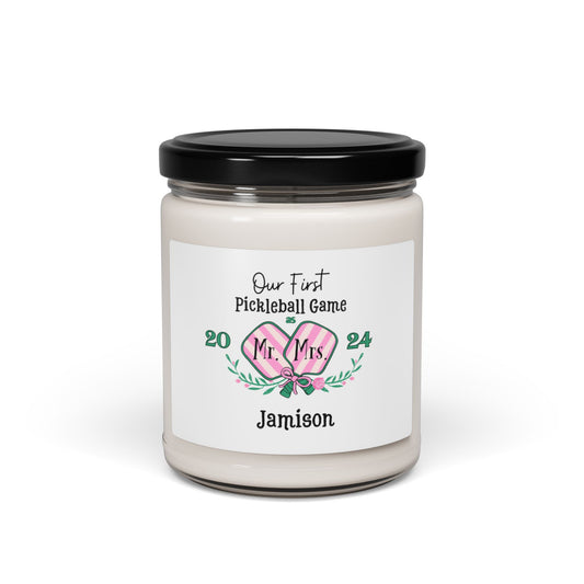 1st Picklball Game as Mr & Mrs. Scented Soy Candle, 9oz