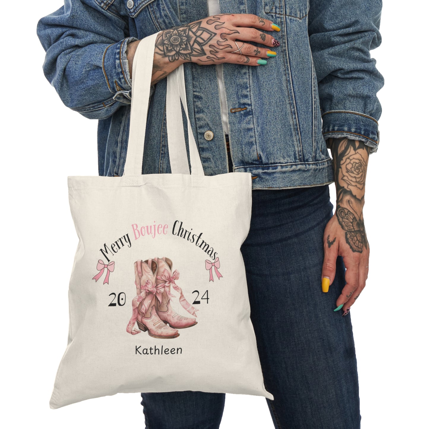 Merry Boujee Christmas Natural Tote Bag