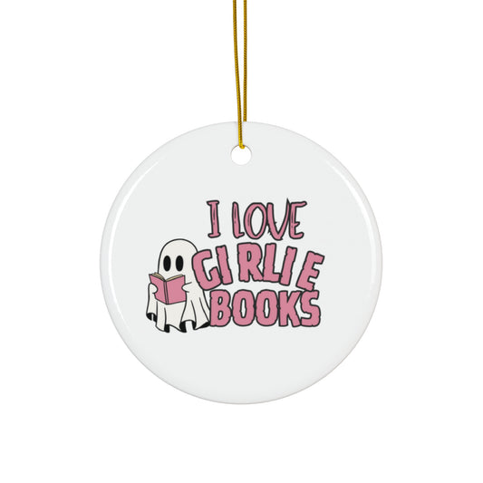 Ghost I love Books lover Ceramic Ornament